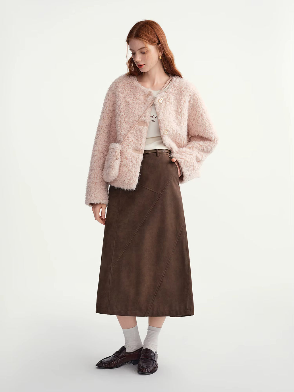 2025 Winter Women's Soft Faux Shearling Short Jacket Eco-Friendly Cropped Coat Vegan Leather Trench Vintage Outerwear