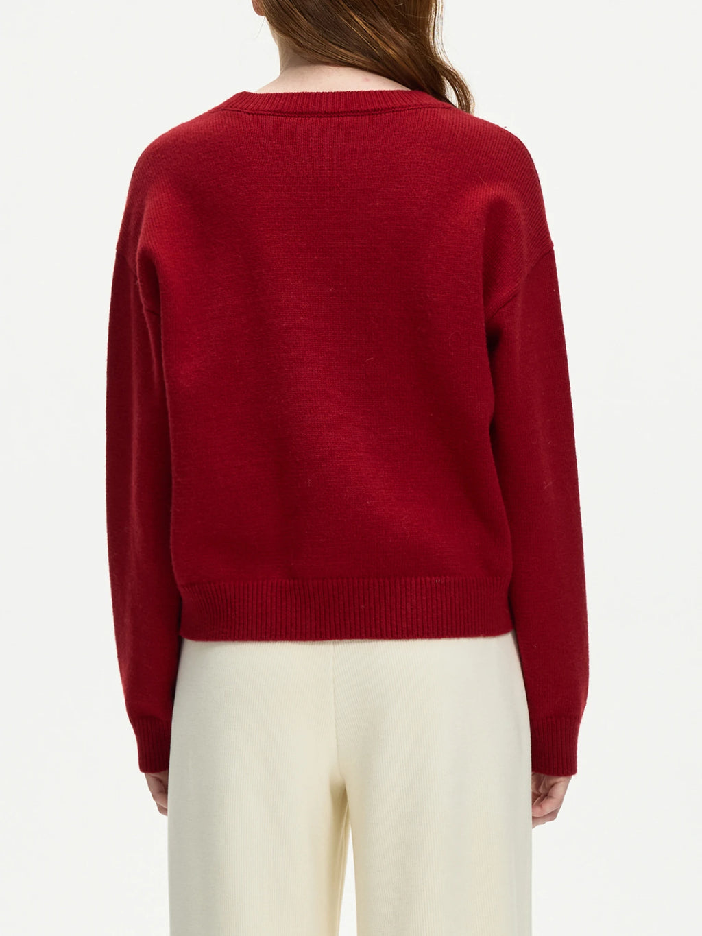 FSLE Red Beige Women Office Lady Women's Winter 2024 New Pullover Knitted Sweater Women Casual Loose 24FS14249