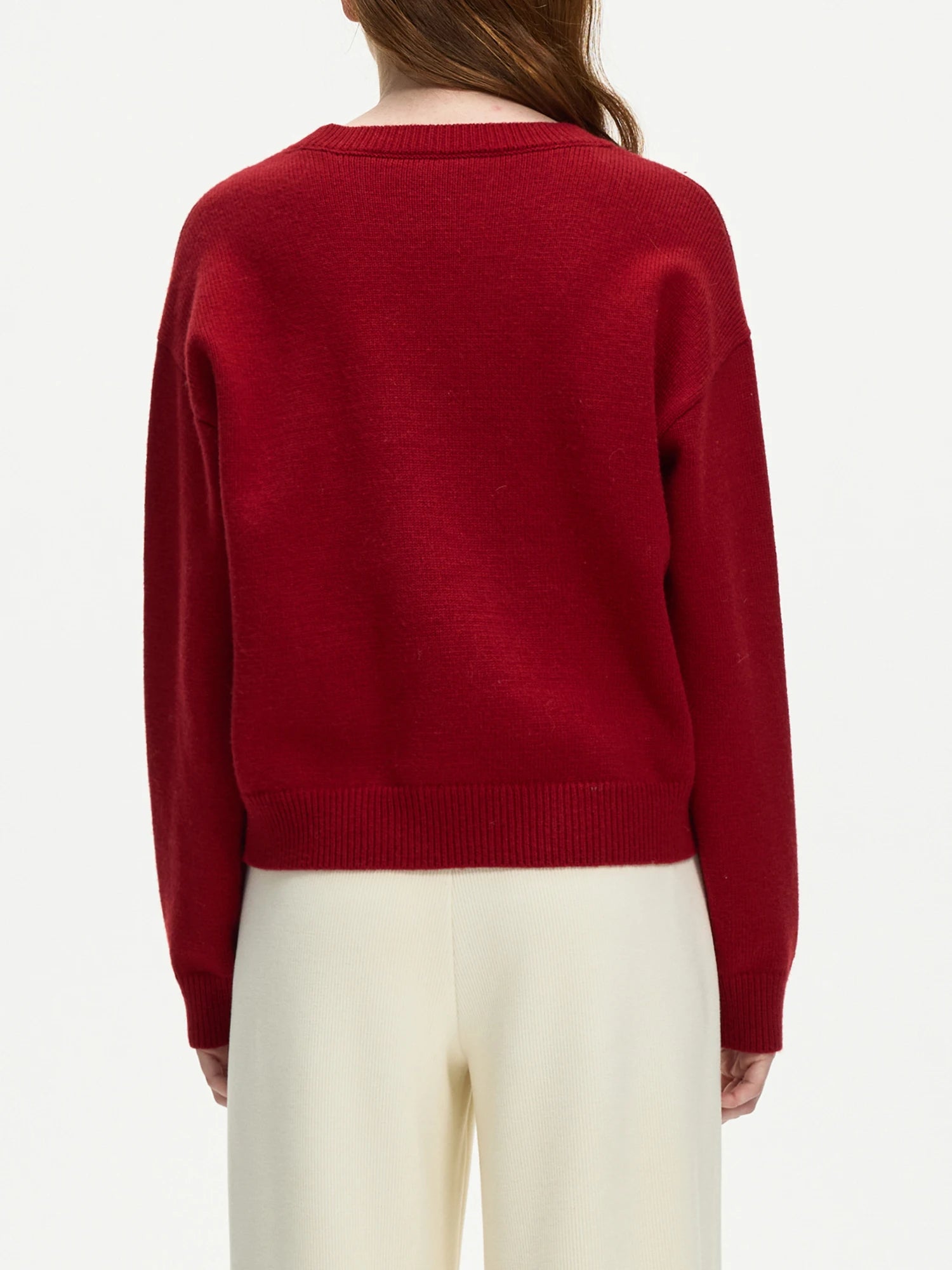 FSLE Red Beige Women Office Lady Women's Winter 2024 New Pullover Knitted Sweater Women Casual Loose 24FS14249