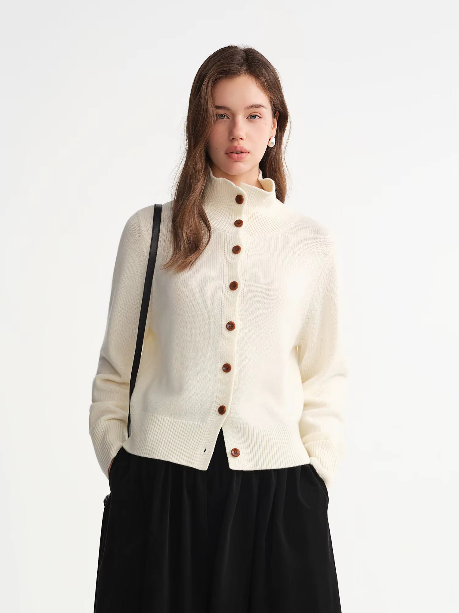 Simple Wool Knitted Cardigan Women 2025 Winter Multi Candy Color Ribbed Sweater Stand Collar Soft Warm Ins BF Tops Casual