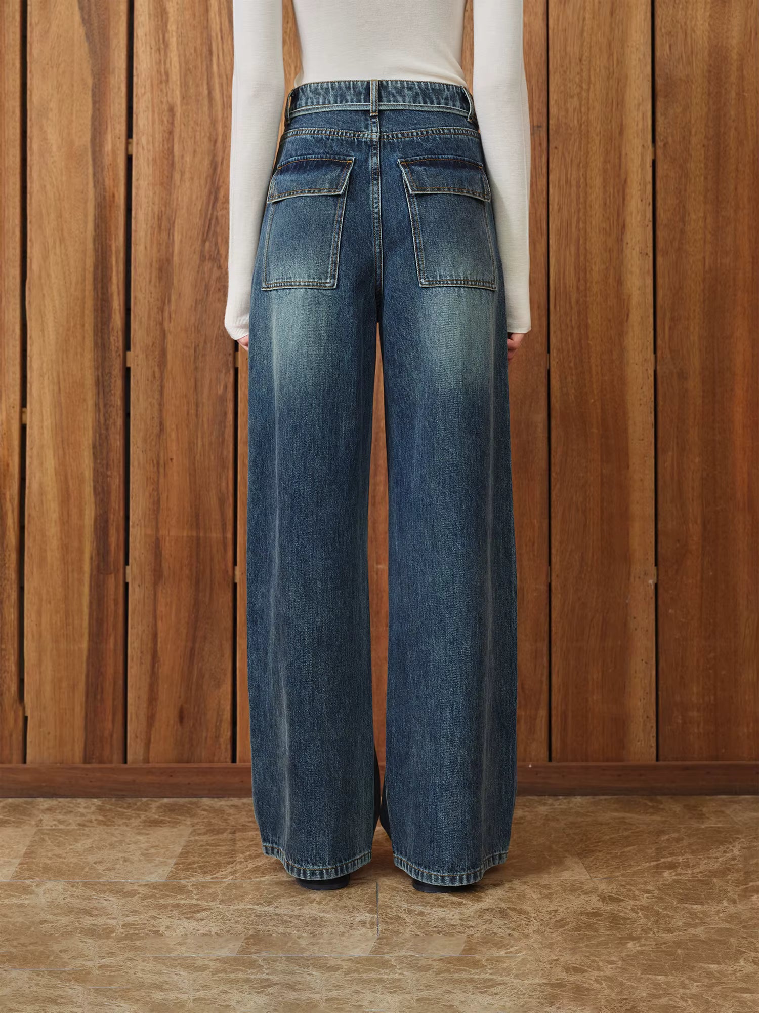 2025 Autumn Winter Women's High Waisted Straight Leg Wide Jeans - Long Length Loose Fit Casual Pants for Everyday Comfort