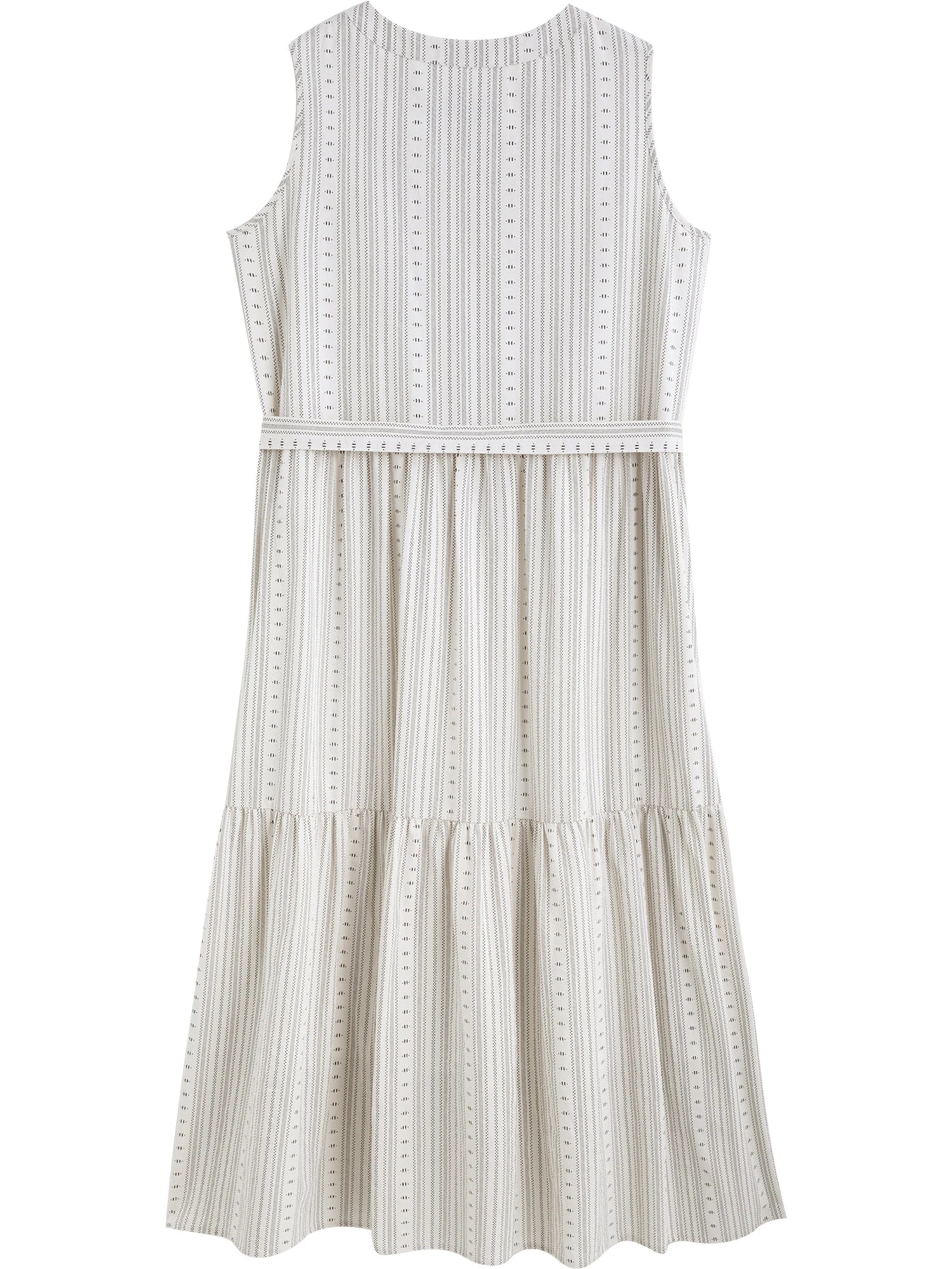 ZIQIAO Petite Boho Style Resort Sleeveless Dress - Women 2025 Summer New Arrival O Neck Slimming Waist-cinching A-line