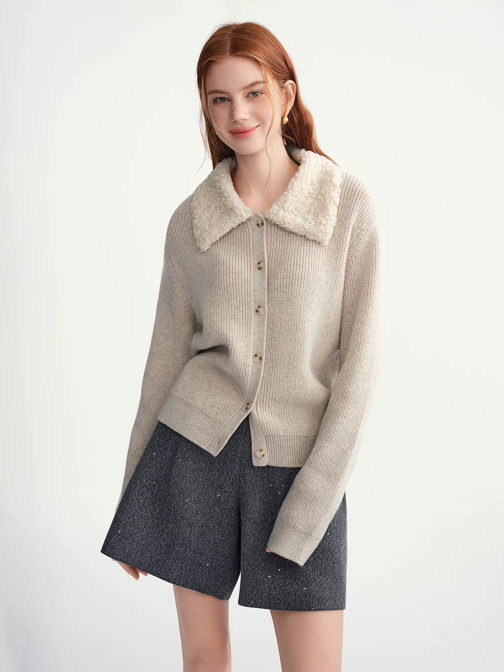 2025 Winter Women's Plush Lapel Cardigan - Curvy Fit Slimming Knit Open Front Sweater for Autumn and Winter Outfits