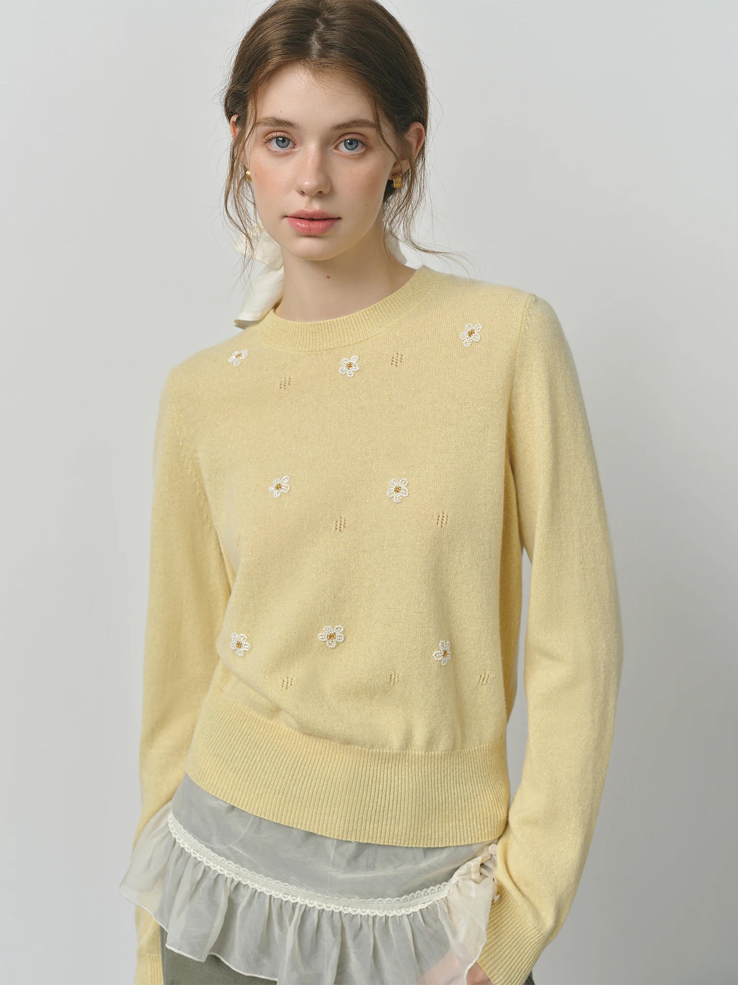 FSLE Women's Cute Fresh Wool Knit Sweater 2025 Autumn Winter New Style Round Neck Long Sleeve Chic Pullover Top for Casual Wear