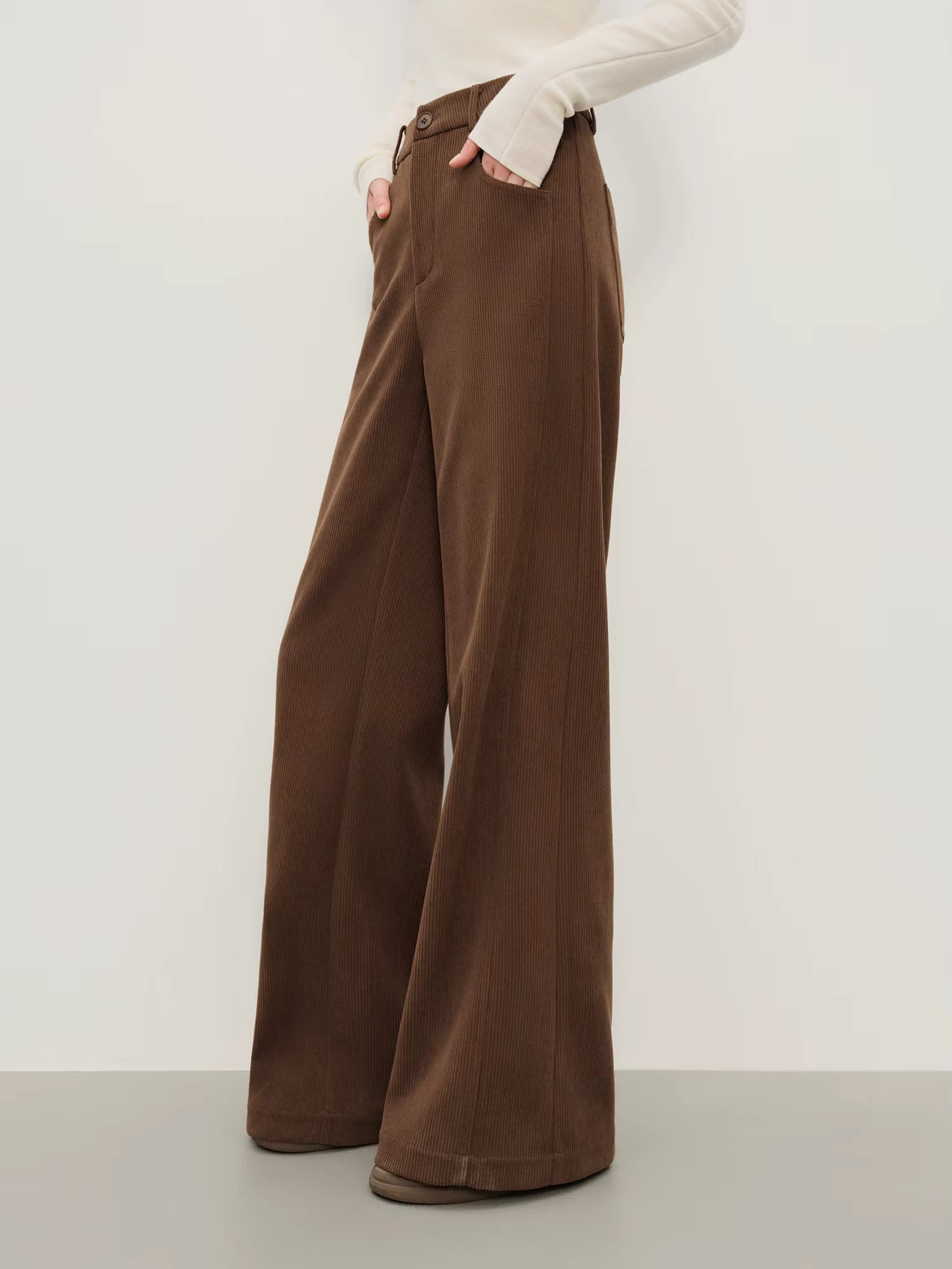 Vintage Relaxed Drape Straight Casual Tros Herringbone Fabric for Women Winter 2025 New Arrival Slimming Effect Pants
