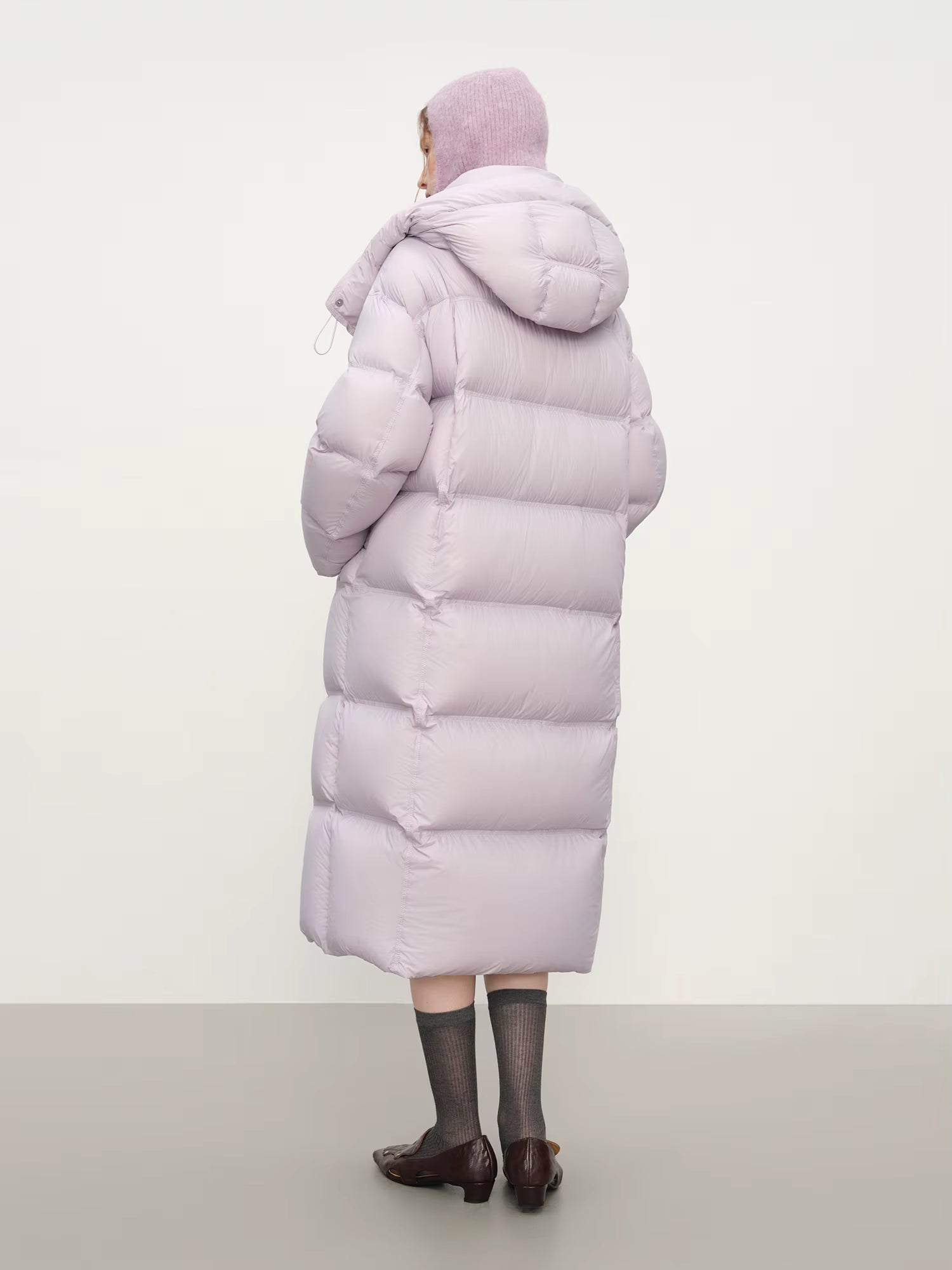 Winter New Women's Long Puffer Down Coat with Hood Two-Tone Color Block Thermal Insulated Jacket Heavy Warm Outerwear