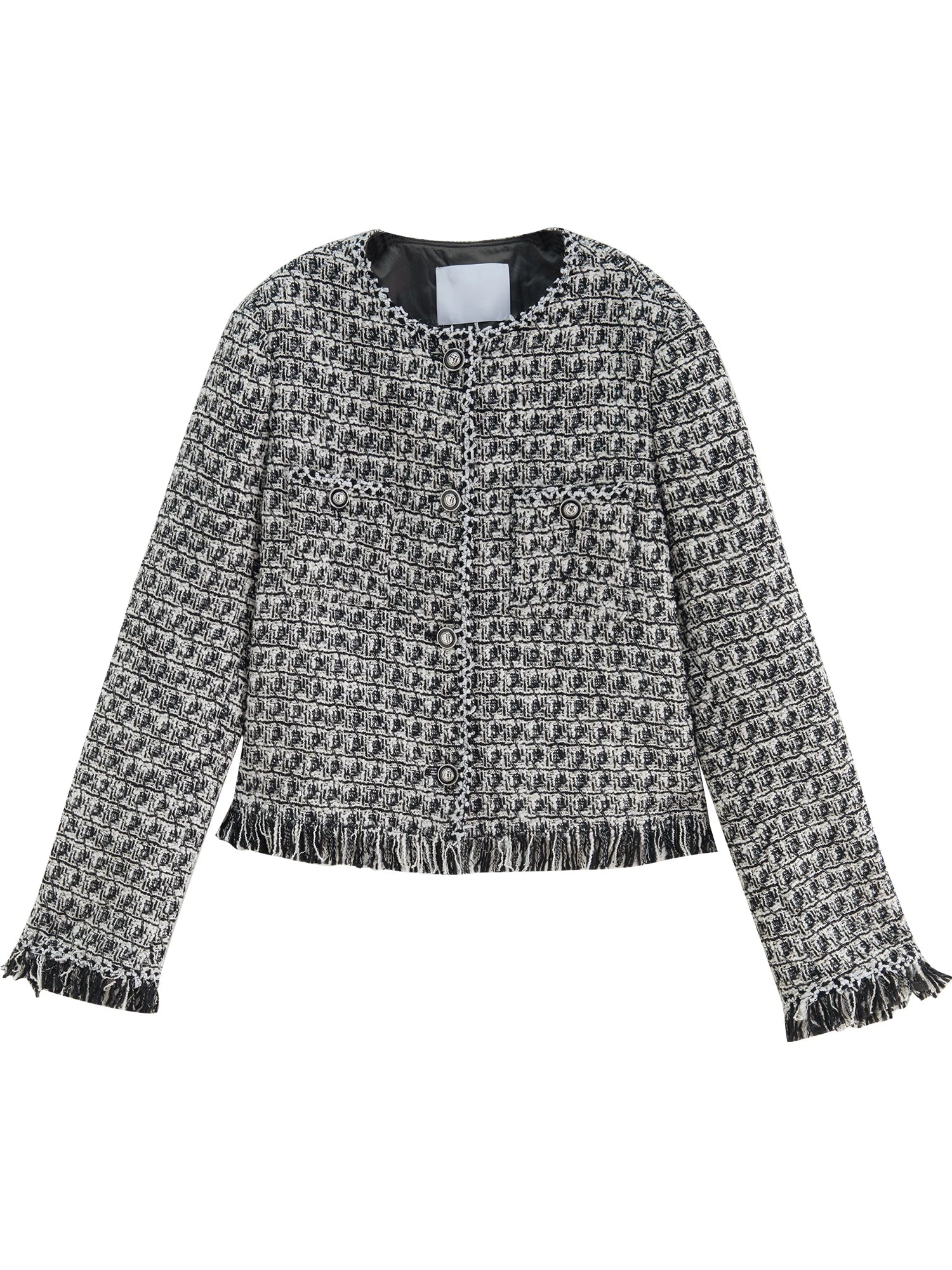 ZIQIAO Petite Plaid Tweed Jacket for Women 2025 Autumn New Chic Short Coat French Style Elegant Office Blazer Casual Outerwear
