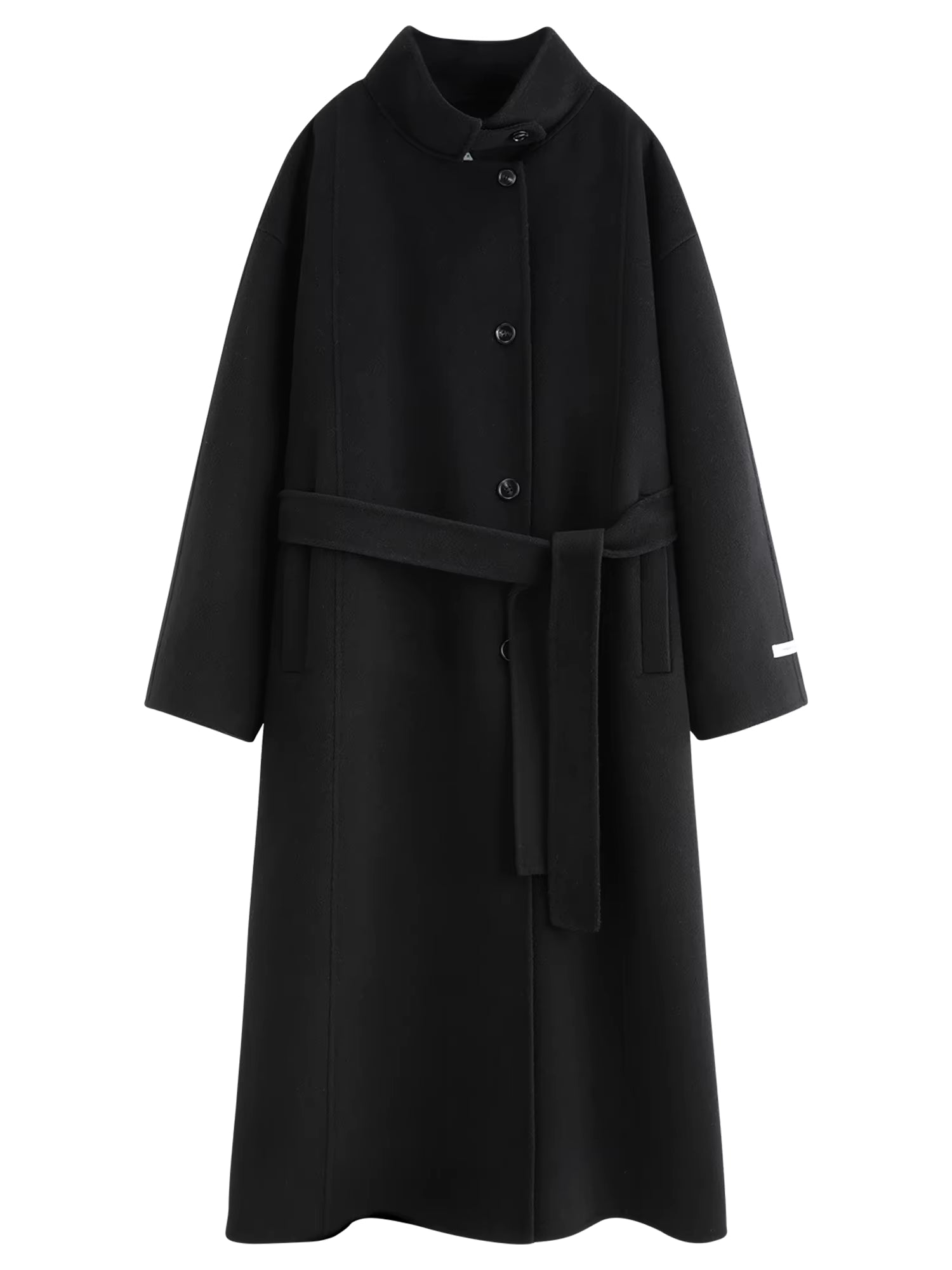 2025 New Women's Elegant Stand Collar 100% Wool Double-Faced Long Coat Diamond-Shaped Tailoring Autumn Winter Outerwear