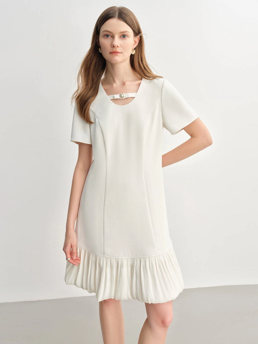 DUSHU Women Elegant Temperament Splicing Dress For Women 2025 Summer New French Style Cloud Dress Fashion Short Dress