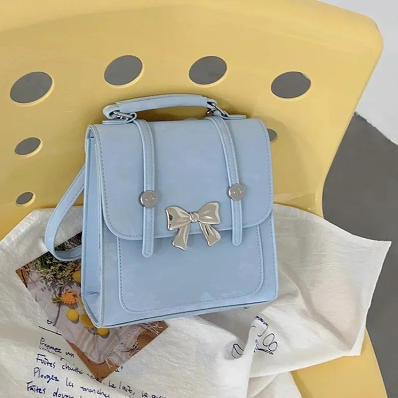 Xiuya Pink Womens Backpack Elegant Bow Korean Fashion College Style Small Backpack Exquisite Casual Luxury Designer Female Bag