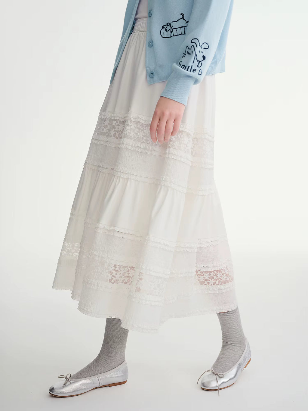 Plus-size Women's Clothing French Style Lace Appliqué Layered Cake Skirt 2025 Autumn Winter New Arrival Half-Skirt