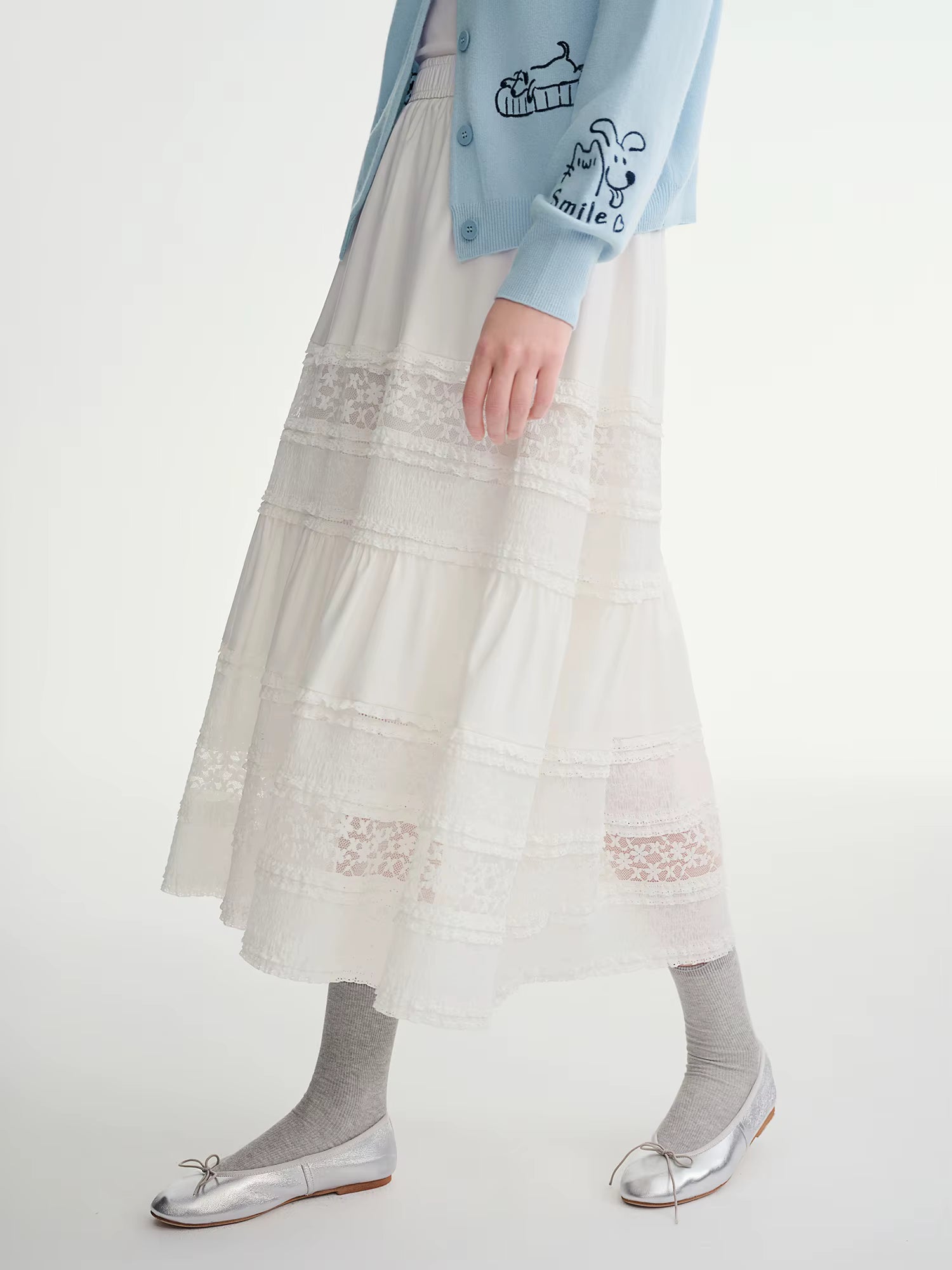 Plus-size Women's Clothing French Style Lace Appliqué Layered Cake Skirt 2025 Autumn Winter New Arrival Half-Skirt