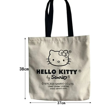 Women Cute Hello Kitty Canvas Tote Bag Femme Shopping Shoulder Bags Travel Tote Luxury Designer Handbags Bolsas Para Mujeres