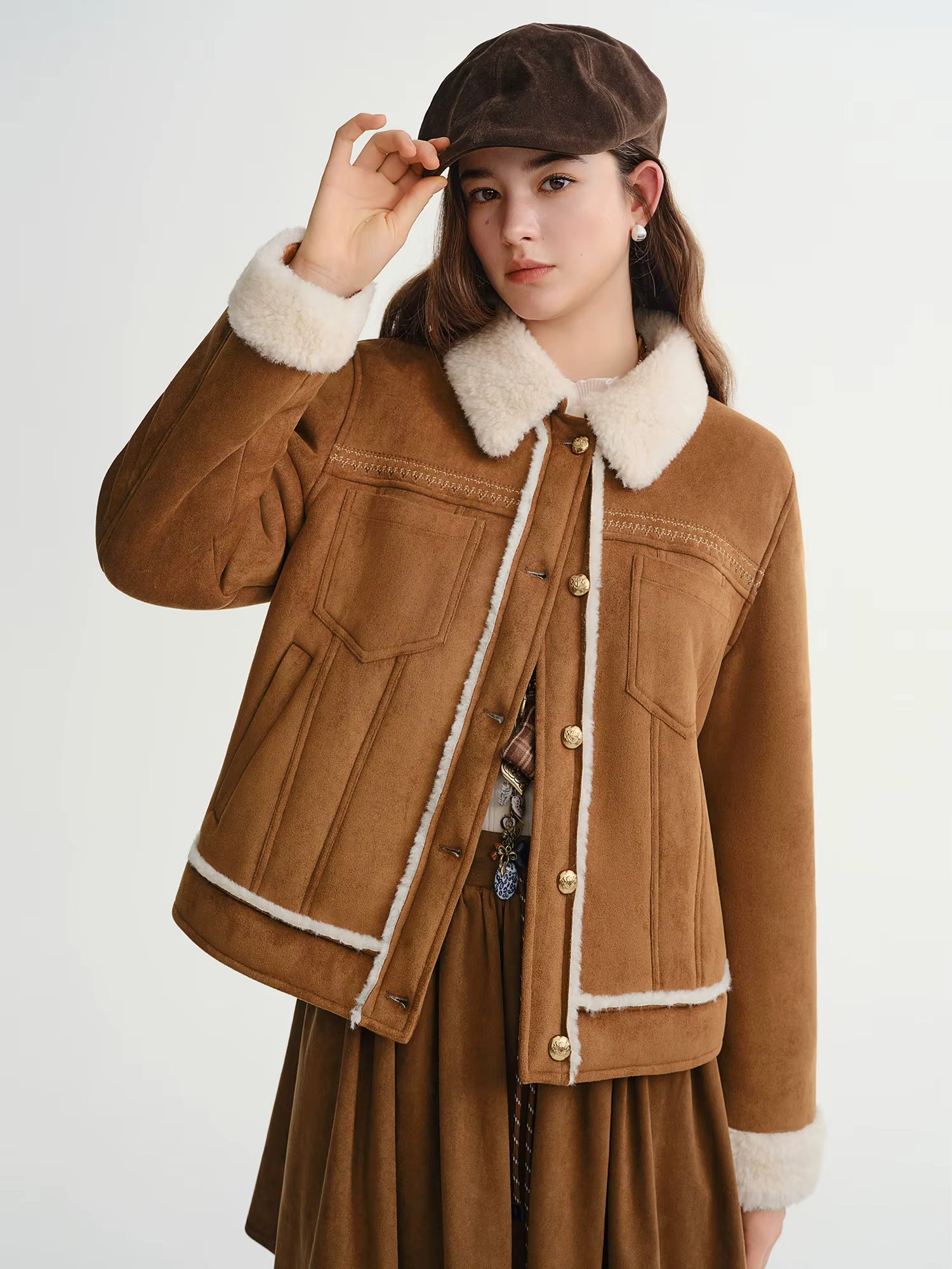 Retro Fur Coat Women 2025 New Warm Turn Down Collar Jackets American Style Streetwear Chic Ins Winter