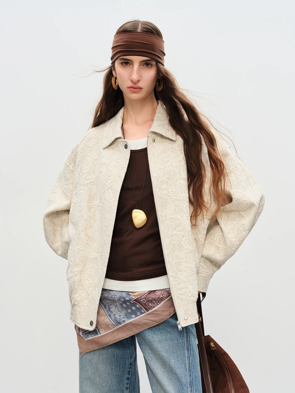 FSLE【Premium Series】 Retro Cashew Flower Casual Jacket Linen Coat Women 2025 Autumn