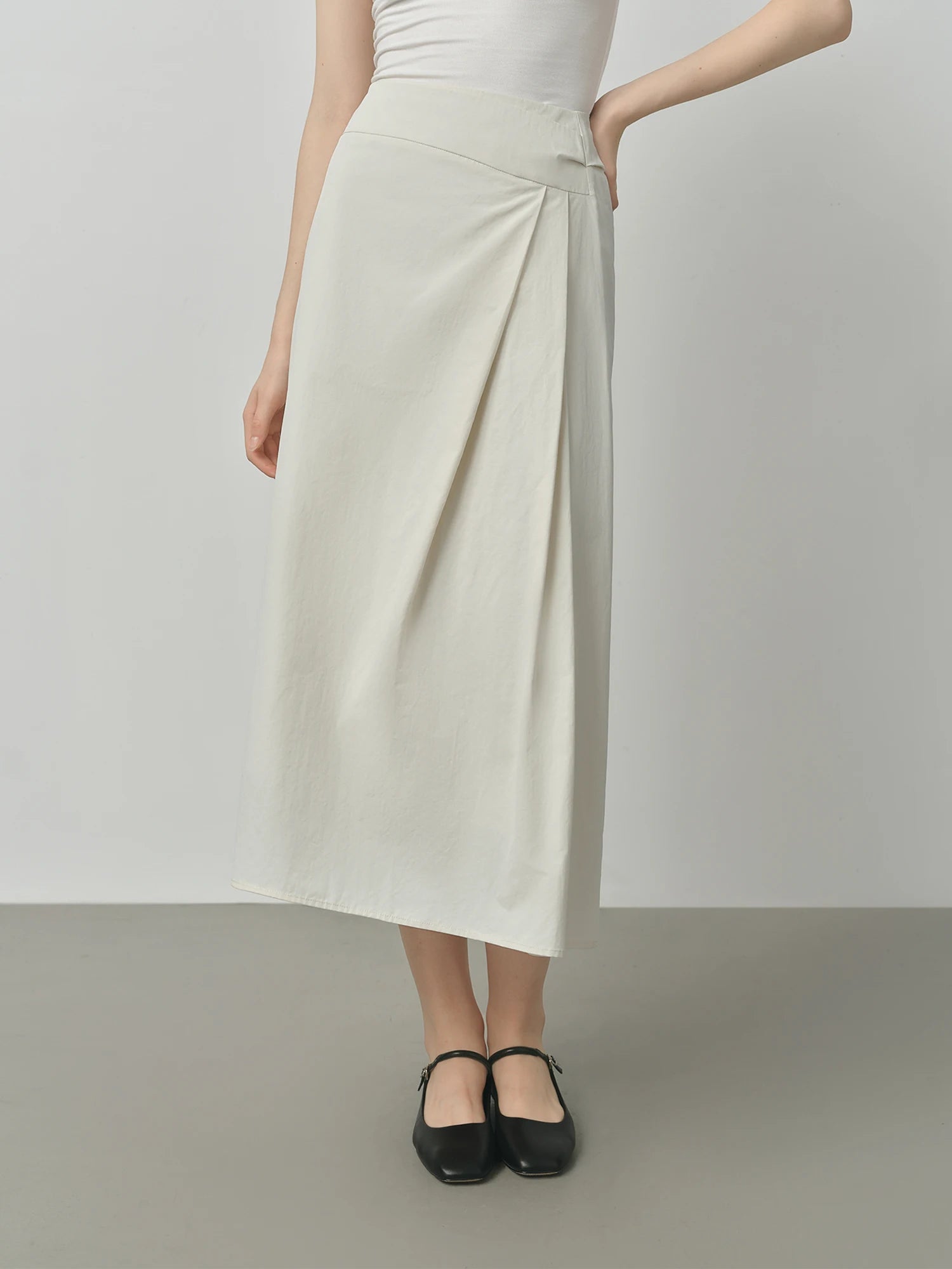 FSLE 2025 Women's High Waist A-Line Skirt - Irregular Hem Office Elegant Long Midi Autumn Textured Design with Loose Fit