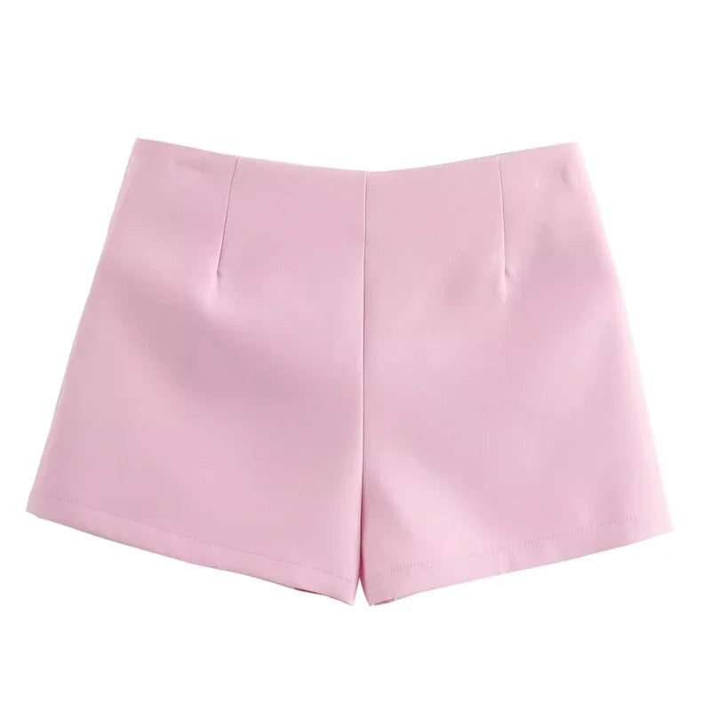 TRAF Bow Pink Skort For Women High Waist Mini White Skirt Pants Fashion Summer Women's Skort Streetwear Asymmetric Culottes