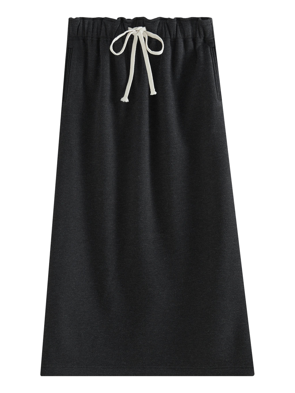 FSLE Women Long Skirts Winter Thick Waist Drawstring Dark Grey Commuter Straight Skirts Lightvelvet Liner Female Skirt 24FS14566
