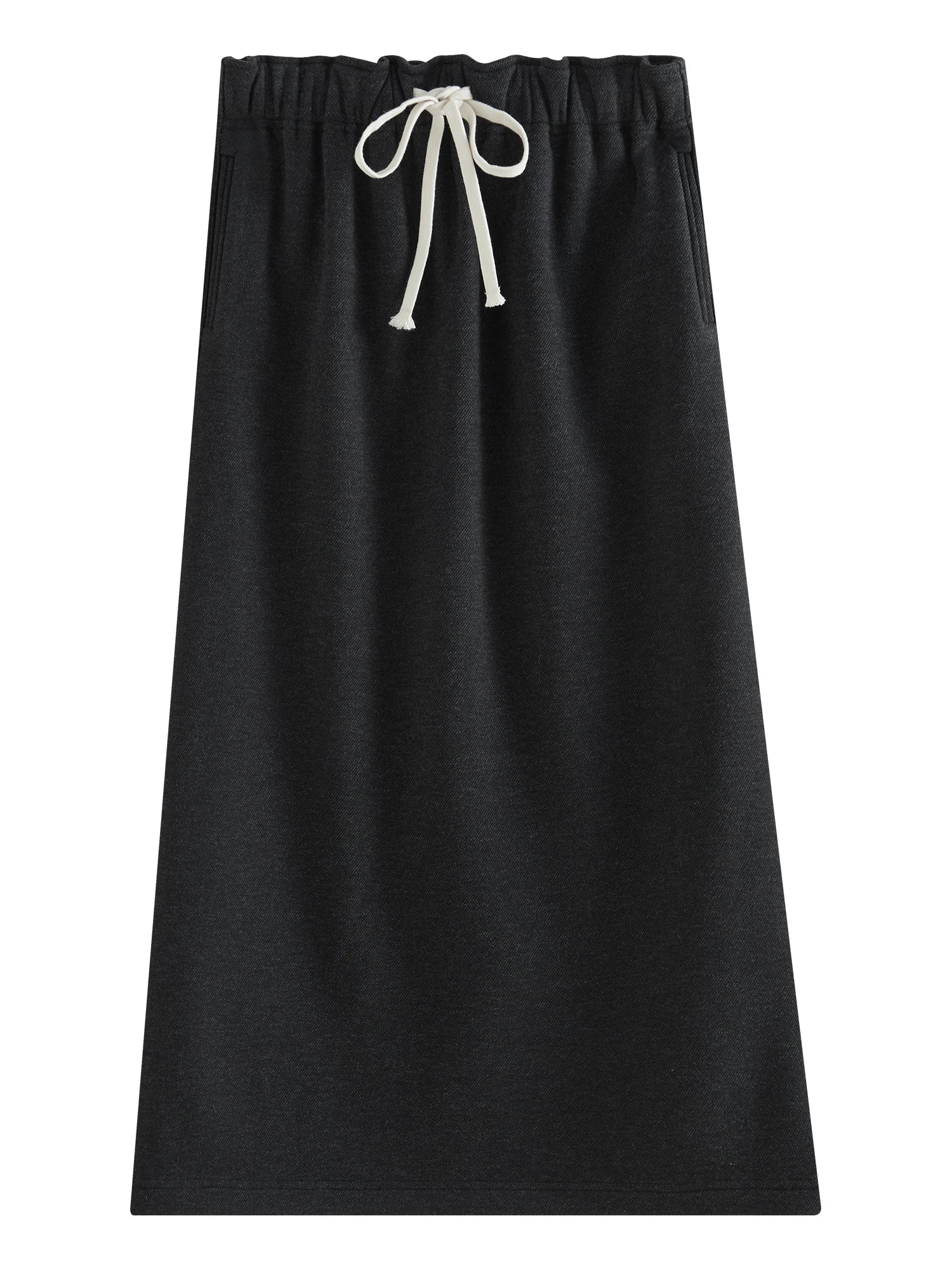 FSLE Women Long Skirts Winter Thick Waist Drawstring Dark Grey Commuter Straight Skirts Lightvelvet Liner Female Skirt 24FS14566