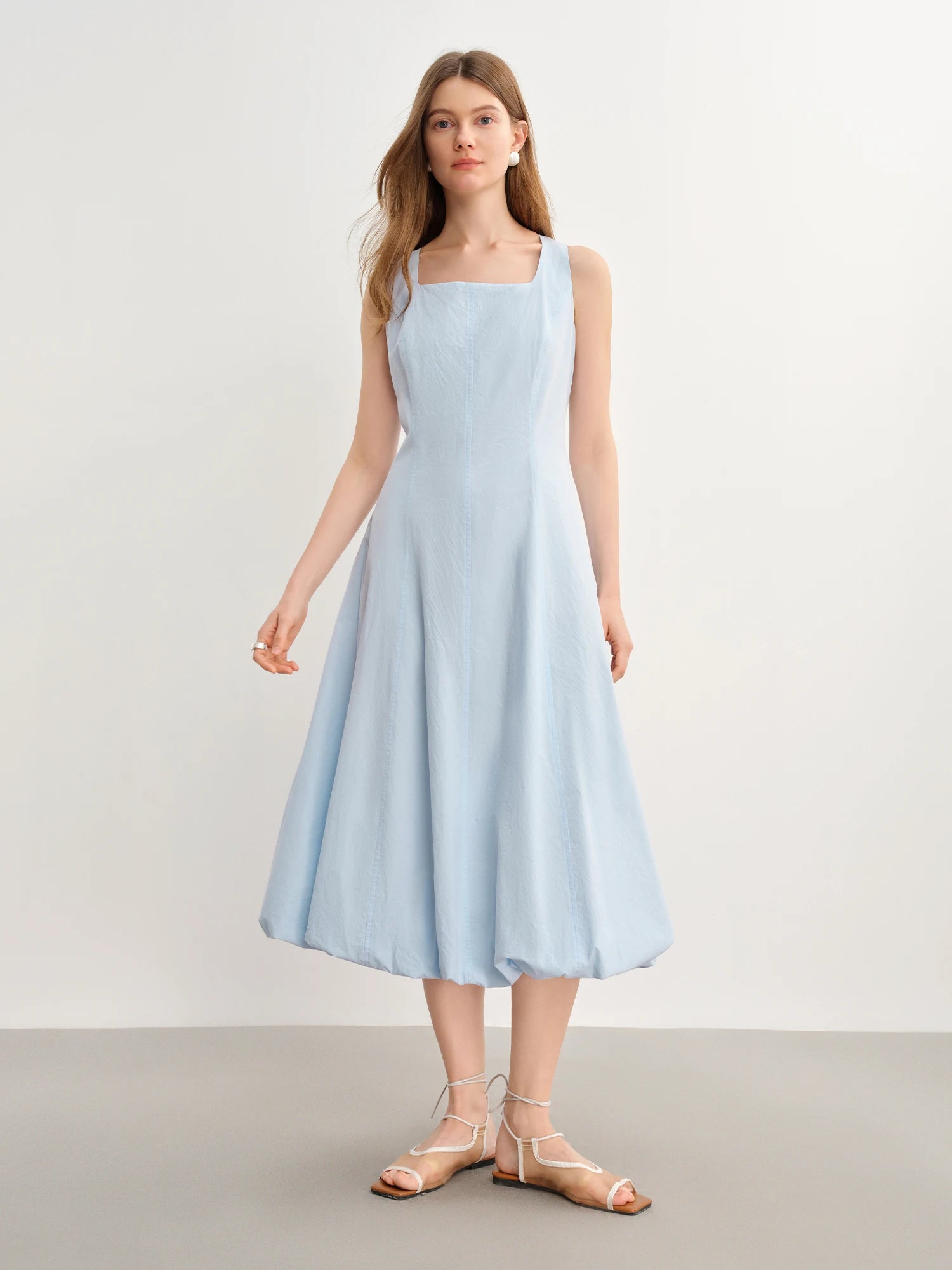 DUSHU Plus Size Women Sleeveless Vest Long Dress 2025 Summer New French Elegant Temperament High Waist Strappy Dress