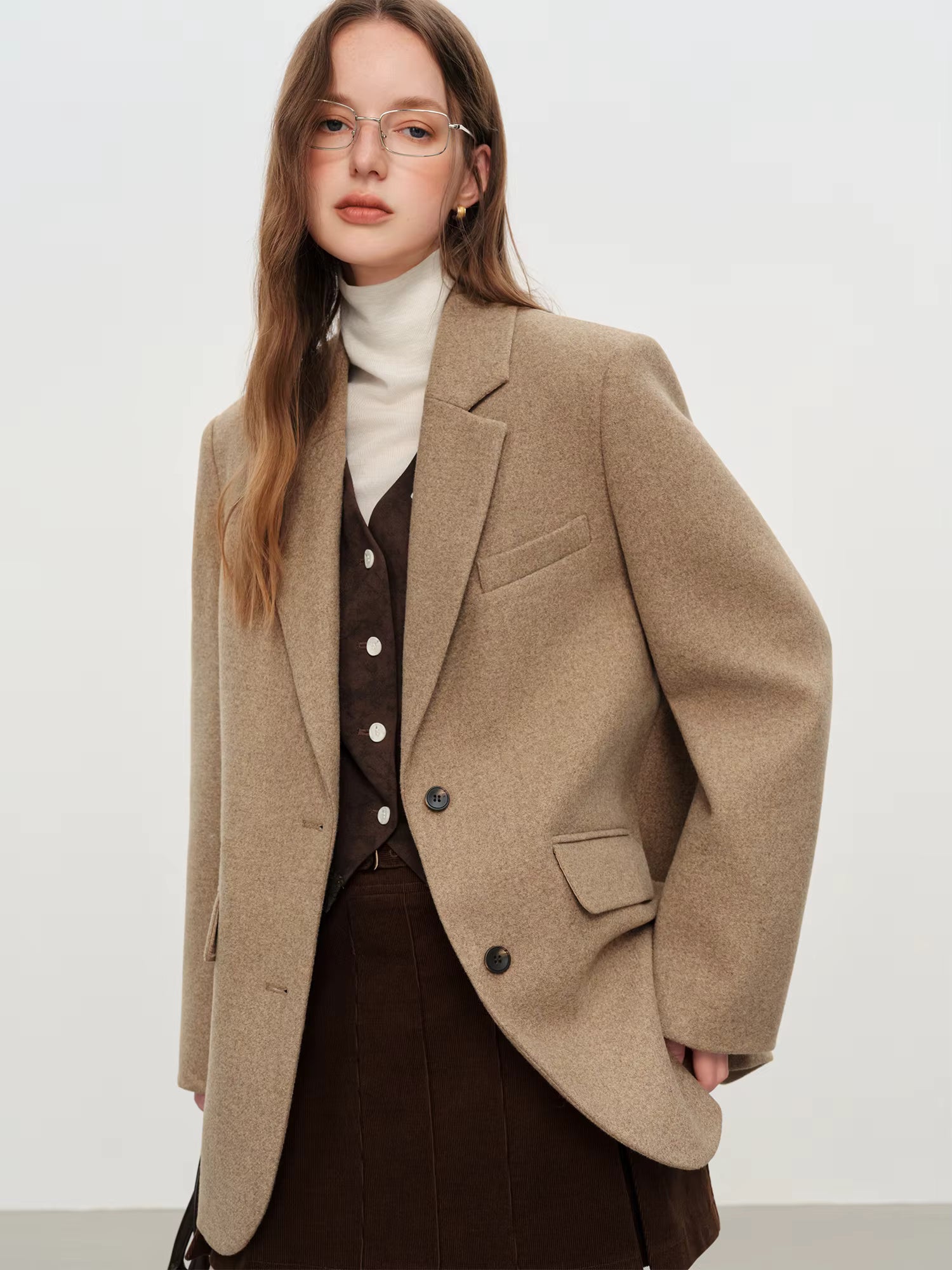 British Style Retro Check Wool Suit Jacket for Women Fall Winter 2025 New Arrival Short Coat Women Tow Color Tailored Coat