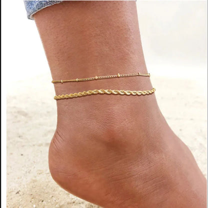 Stainless Steel Bead Chain Anklets for Women Accessories Gold Color Ankle Bracelet Waterproof Anklet Summer Beach Boho Jewellery