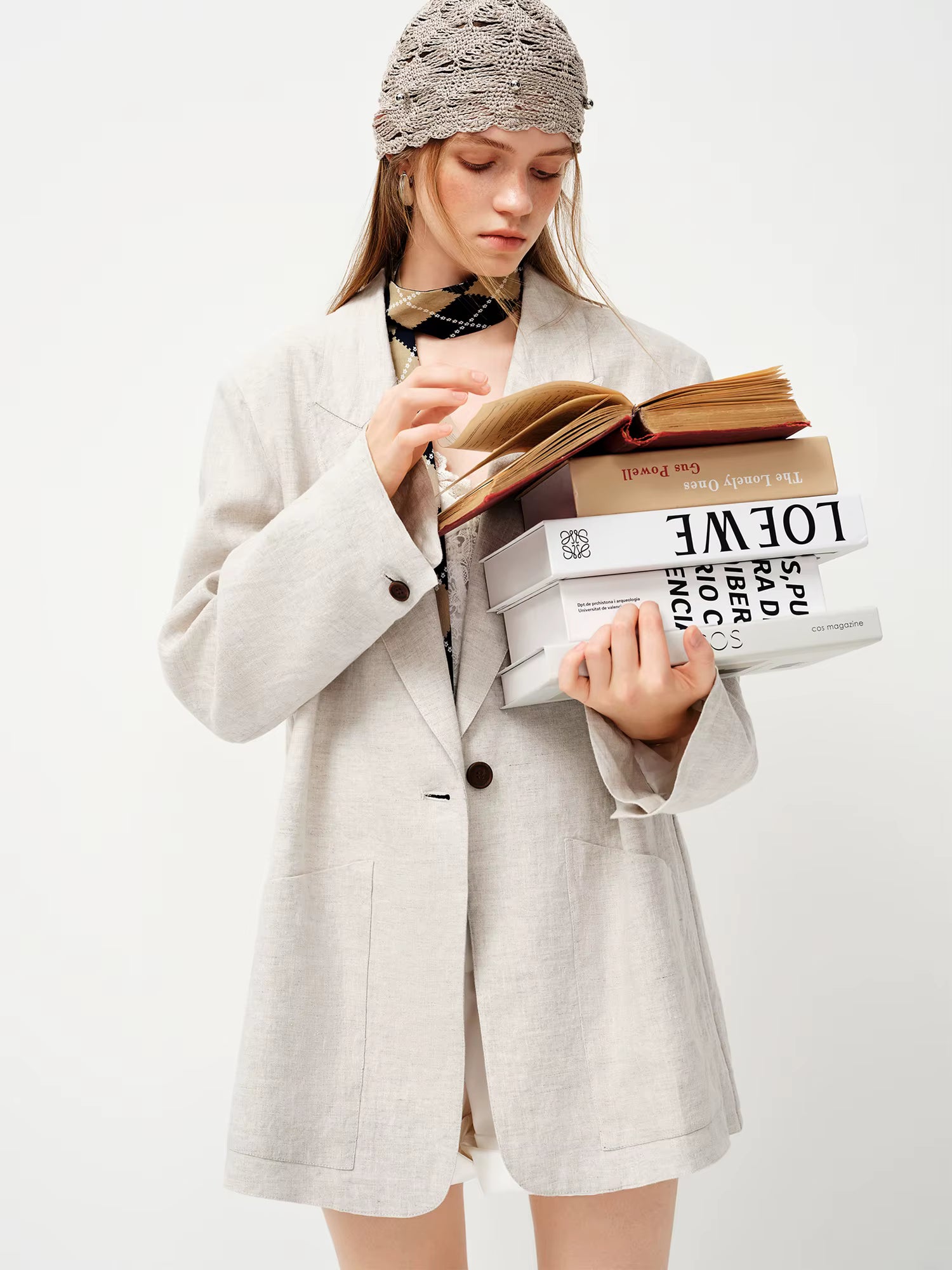 2026 Spring Women's 100% Linen Blazer - Relaxed Fit Unstructured Overshirt for Office and Casual Wear