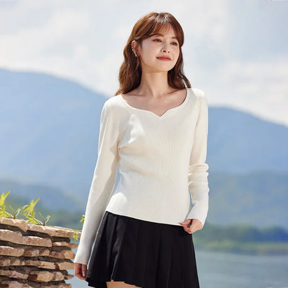 Semir Sweater Women Solid Color Sweater Simple Versatile 2023 Winter New Gentle Slim Bottoming Shirt Temperament Sweater