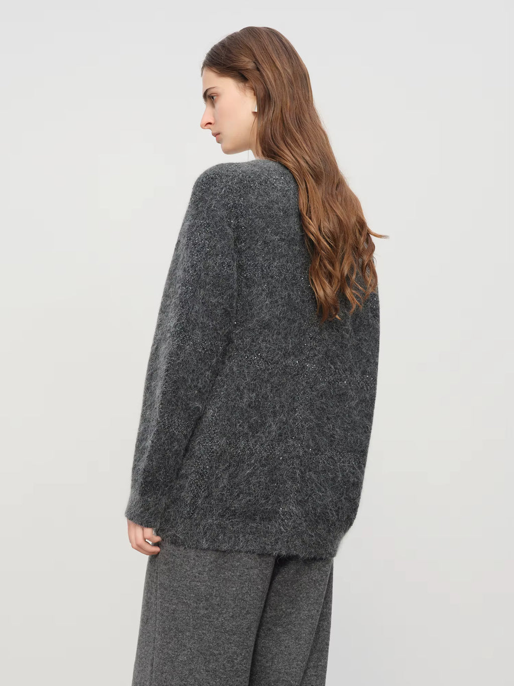 【Premium Series】Temperament Lazy Style V-neck Sweater Women 2025 Winter New Mohair Top Solid Simple Ins Soft Warm