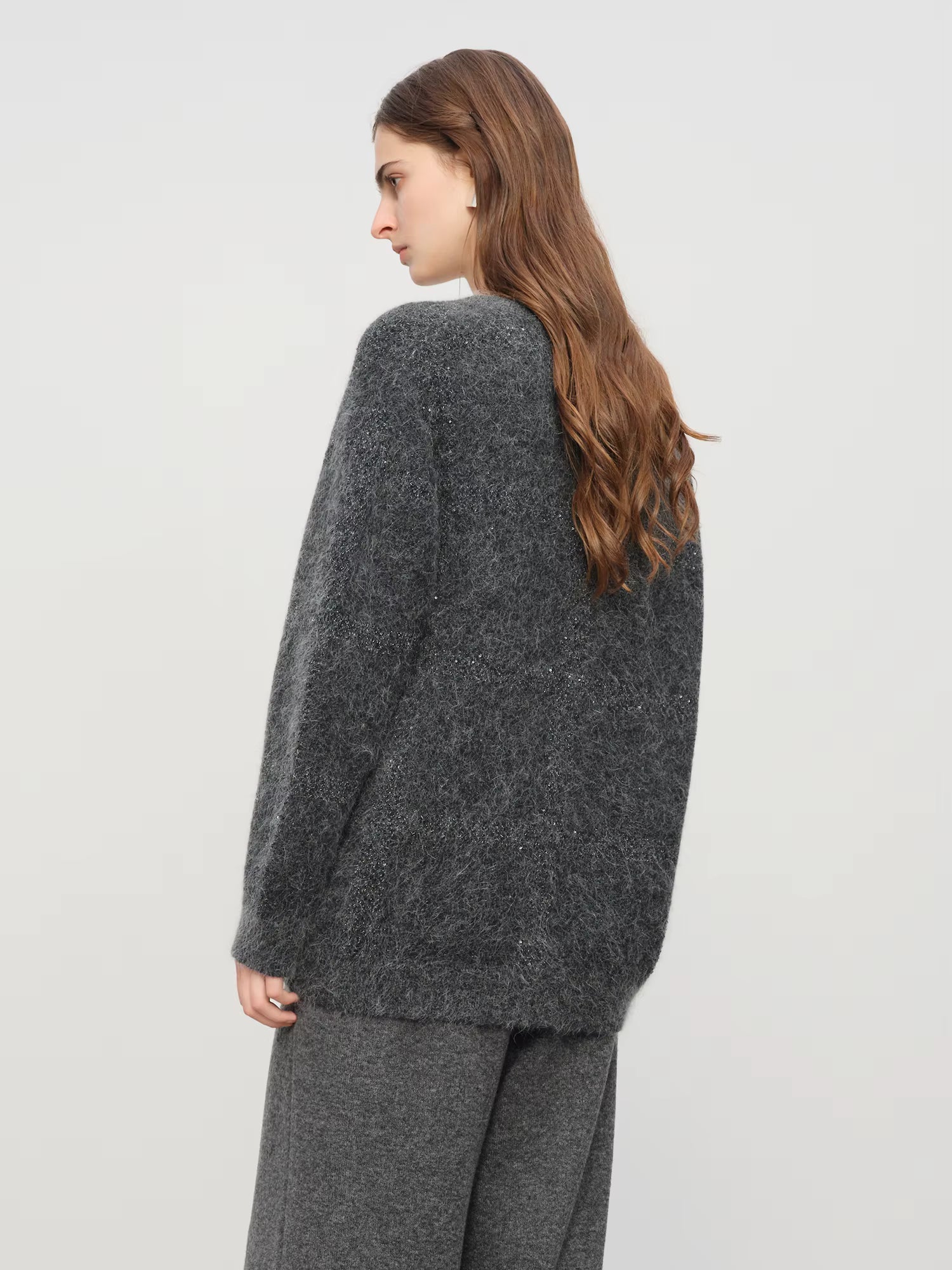 【Premium Series】Temperament Lazy Style V-neck Sweater Women 2025 Winter New Mohair Top Solid Simple Ins Soft Warm