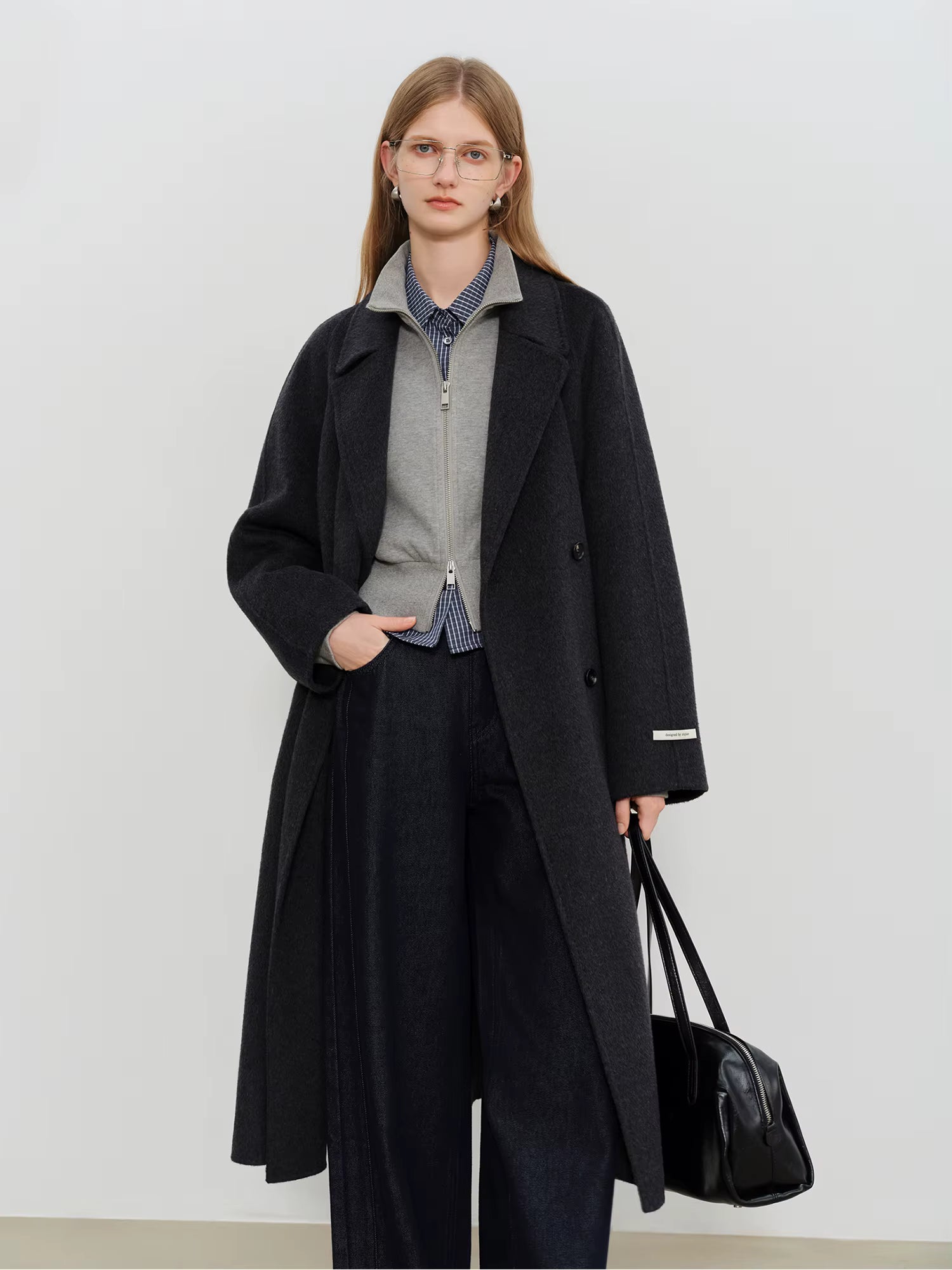 Crafty Studio Petite Women's White Camel Wool Coat with Double Faced Design 2025 Winter New Collection Wool