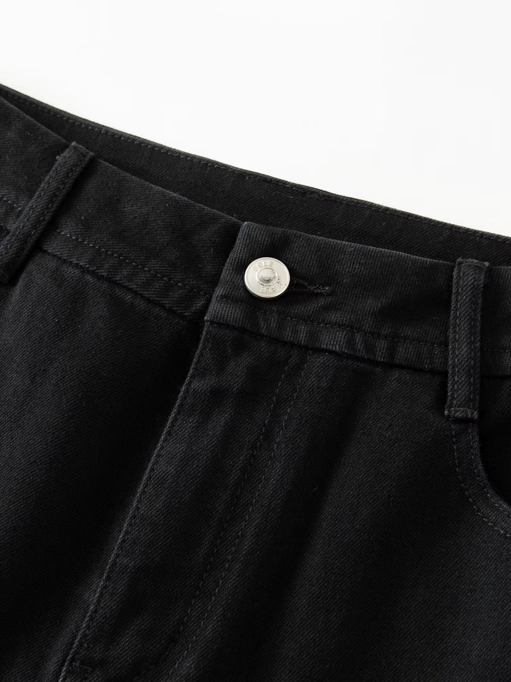High-Waisted Black Wide-Leg Jeans with Slit Detail, Women's Fashion Casual Stretch Denim Trousers