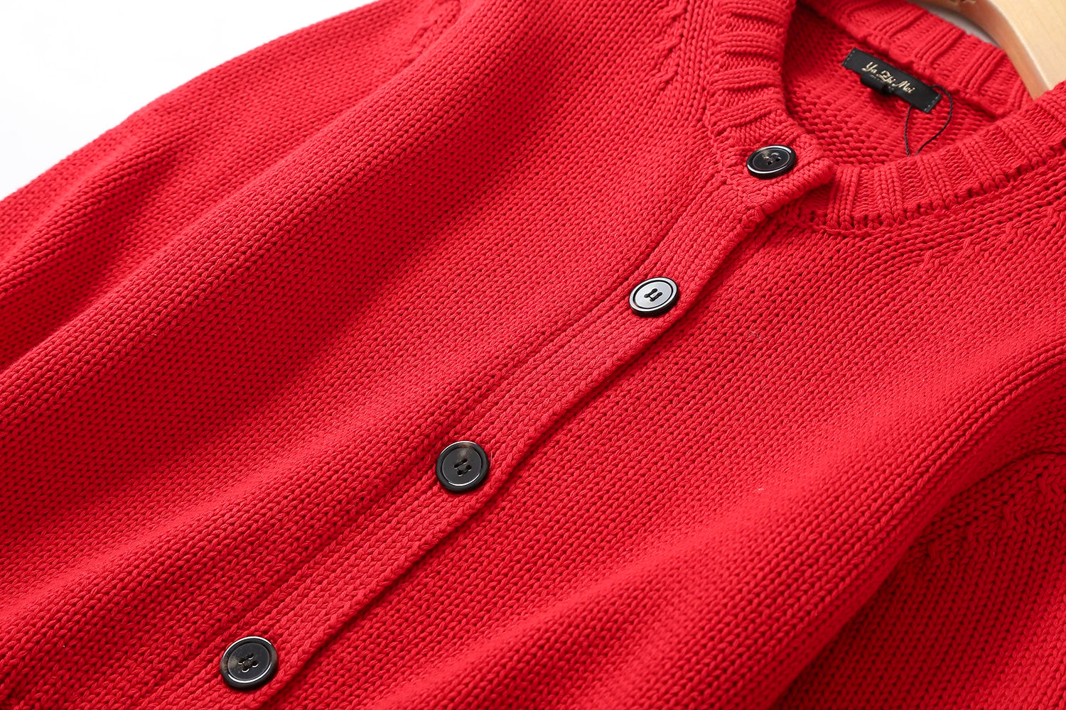 Ethereal MD 2024  new style of Women's casual red buttoned short crew-neck knitted cardigan jacket