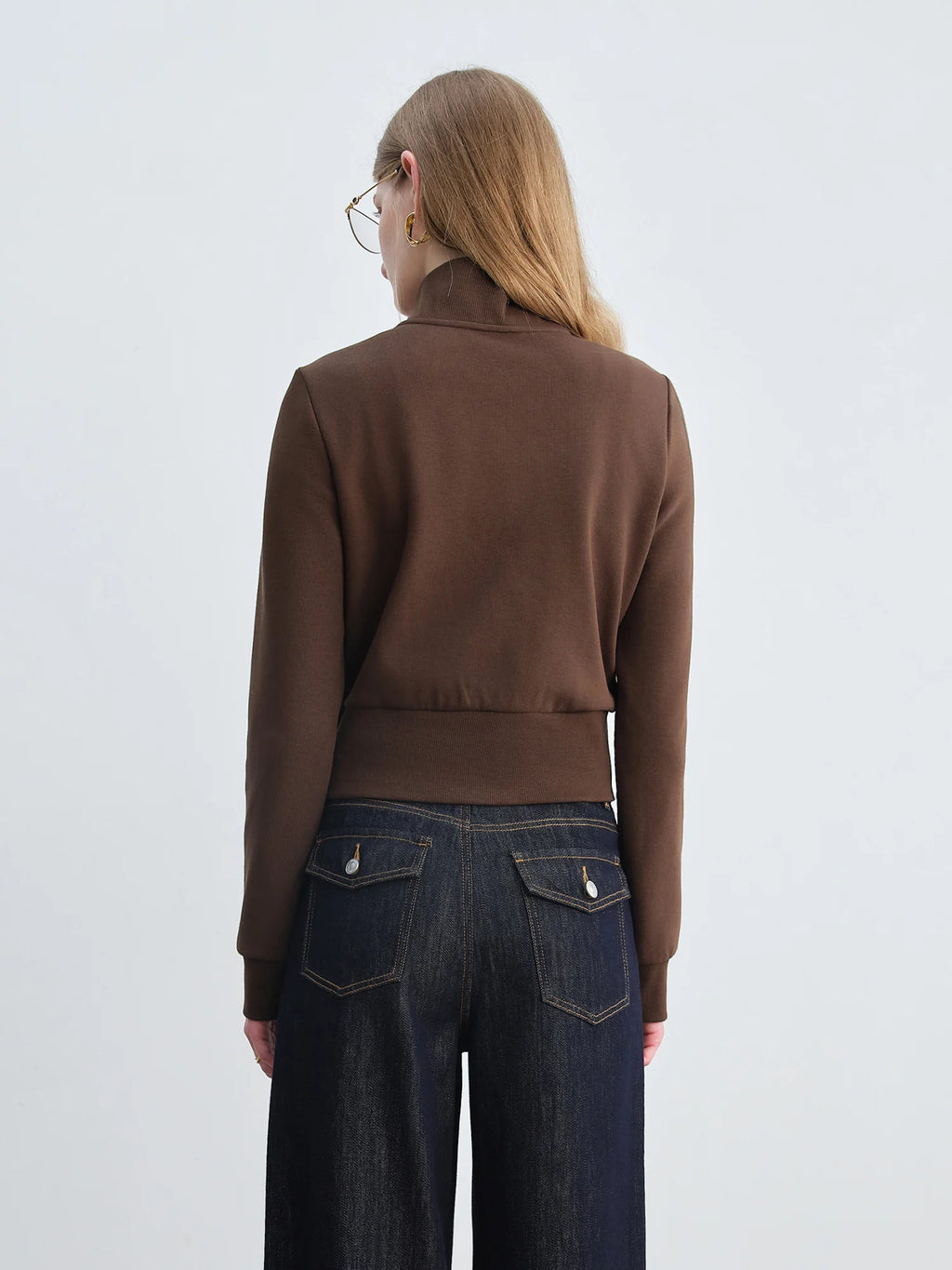 ZIQIAO Petite Stand-Up Collar Hoodie Jacket 2025 New Autumn Collection Waist Cinching Slimming Open-Front Top