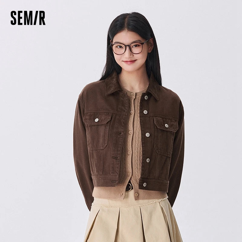 Semir Denim Jacket Women Short Autumn 2024 New Petite Retro Jacket