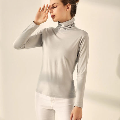 80% silk turtleneck womens tops fall fashion for women top long sleeve clothes tops turtle neck clothing woman black knit white o