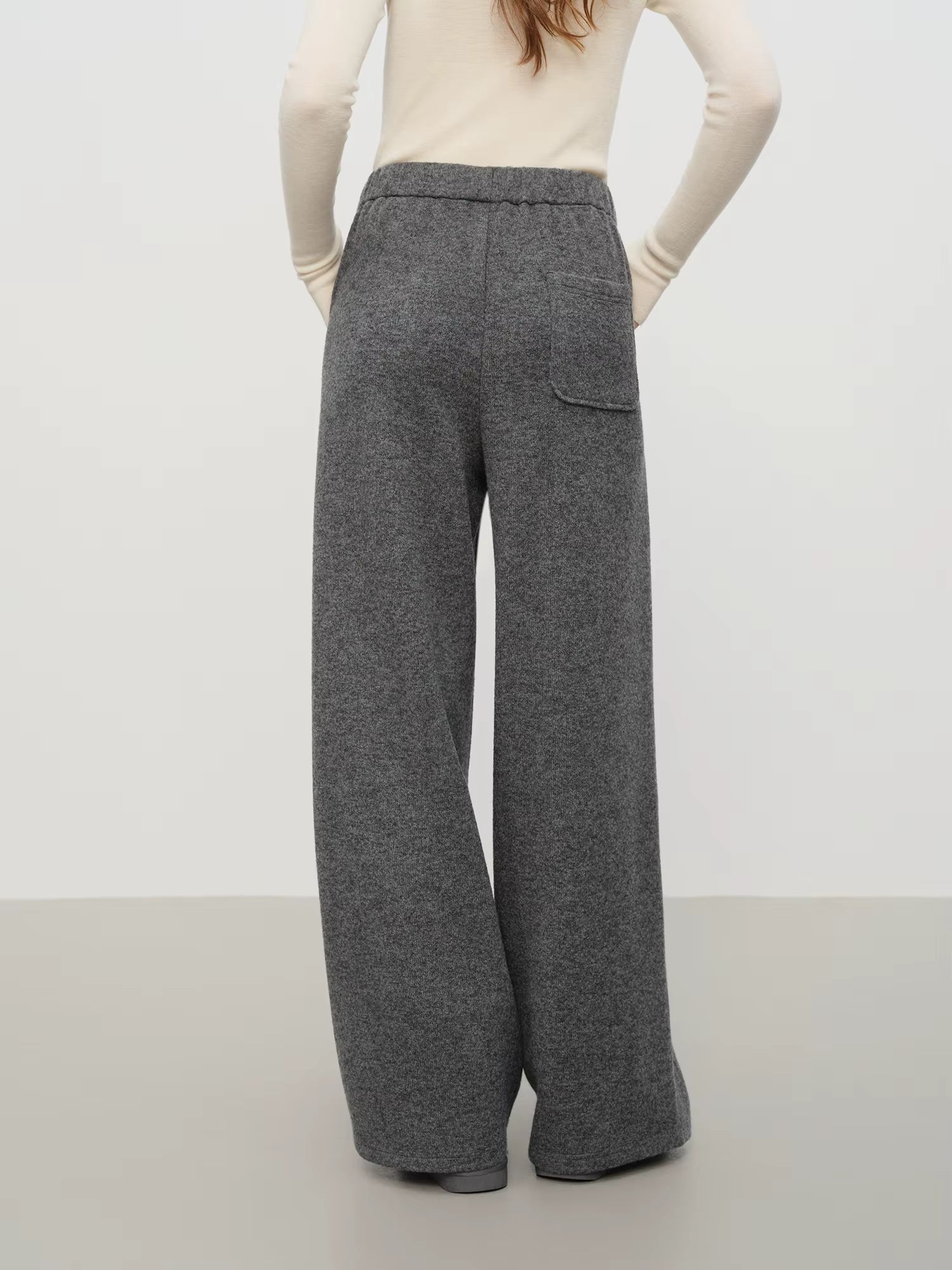 Elegant Wool Rice Dumpling Pants with Elastic Waist Drawstring Straight Cut Casual Winter Pants for Women 2025 New Arrival