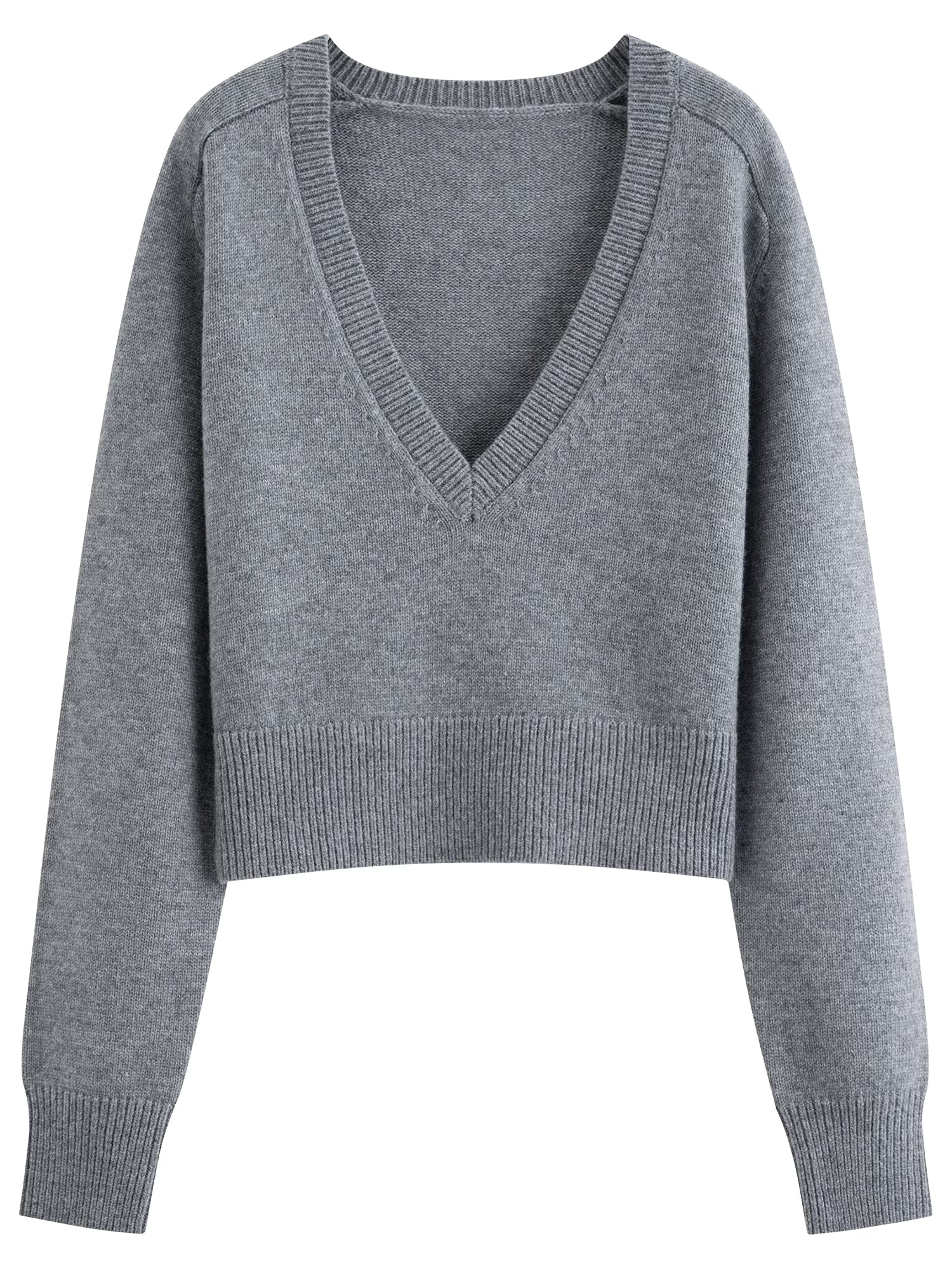 2025 Winter Women's V-Neck Loose Knit Sweater Oversized Pullover Soft Wool Blend Top Cozy Fall Fashion Casual Long Sleeve