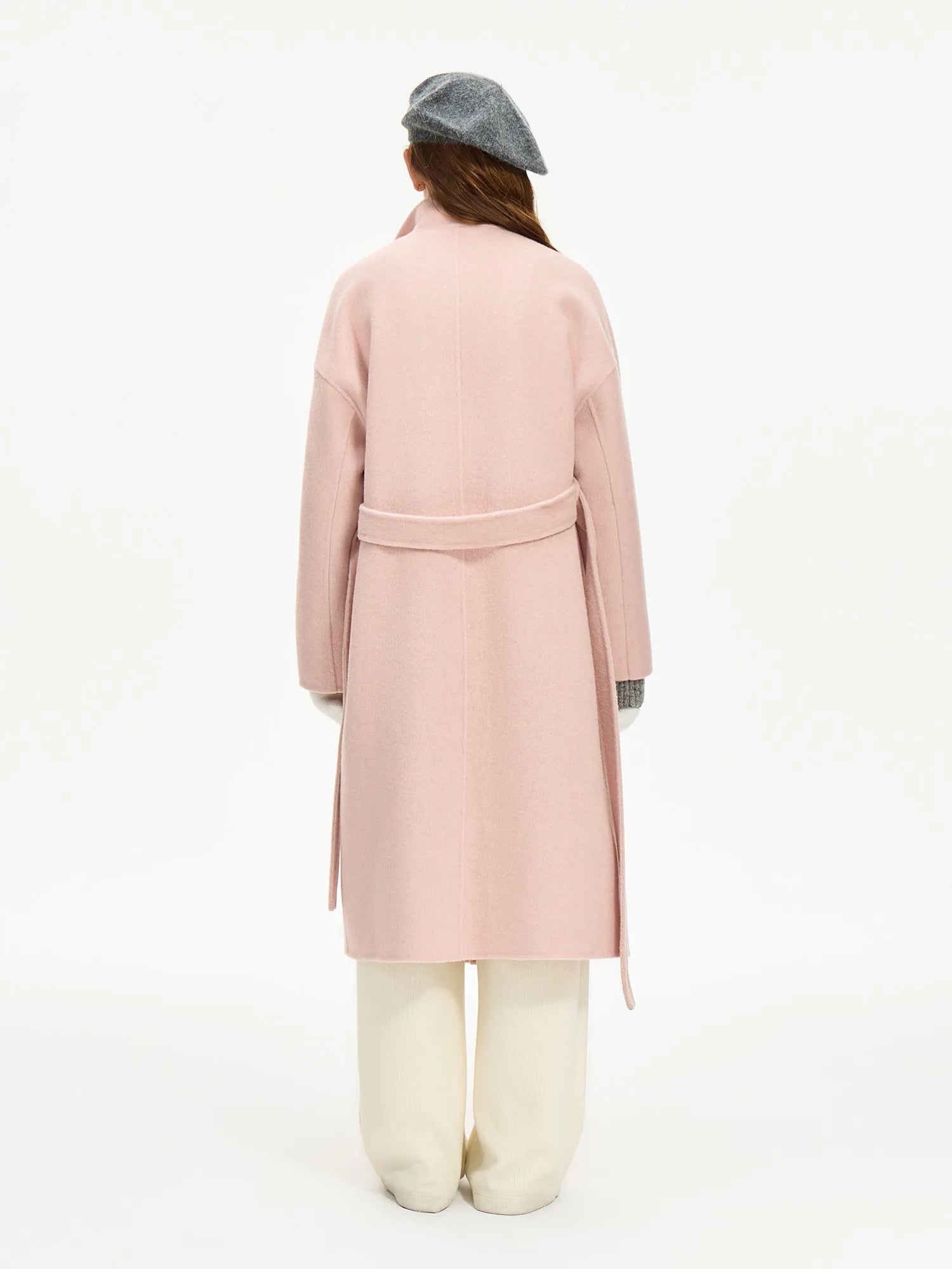 FSLE Office Lady Korean Style Stand Up Collar Double-sided Woolen Coat for Women's Lazy Style Casaul Woolen Coat 24FS14256