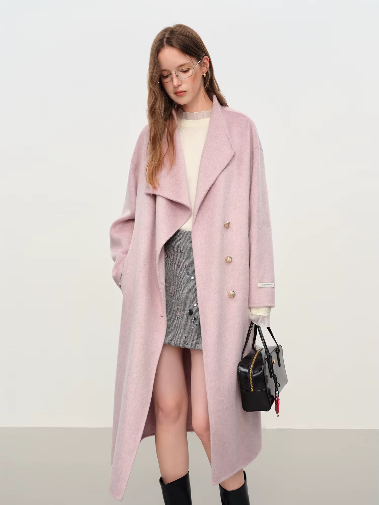 【Premium Series】Cashmere Luxury Casual Standalone Collar Elegant Double Faced Overcoat Women 2025 New Arrival Wool Coat