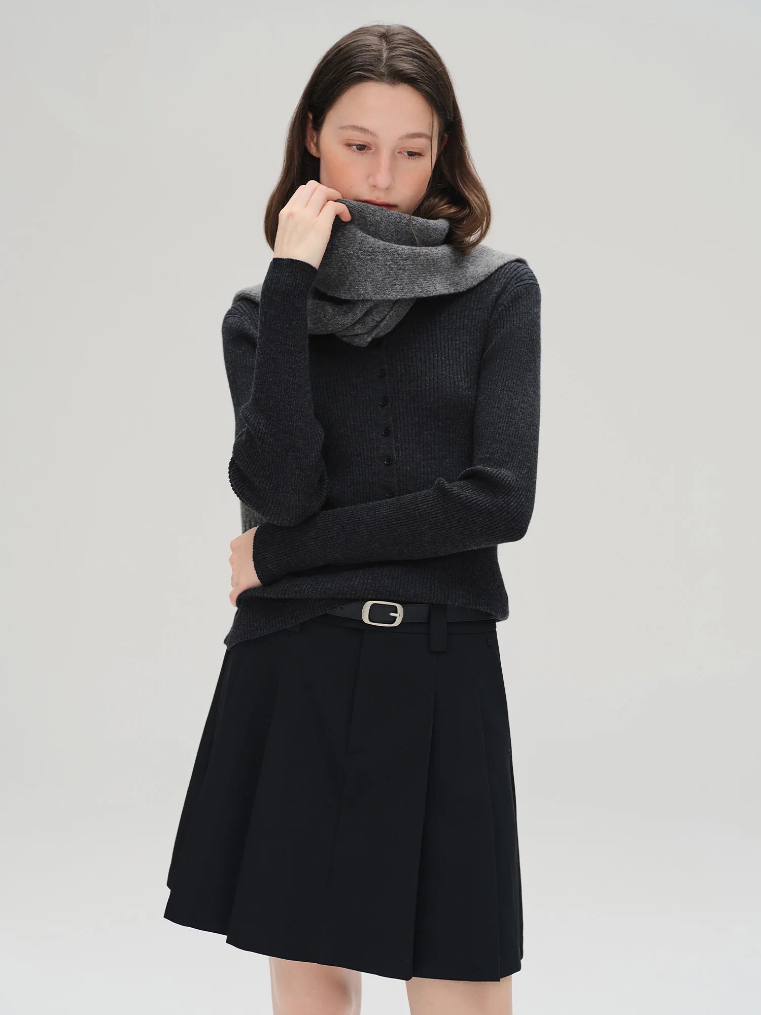 DUSHU Plus Size Women Ribbed Knit Sweater 100% Merino Wool Slimming Casual Pullover Various Colors Fall Winter 2025 New Arrival