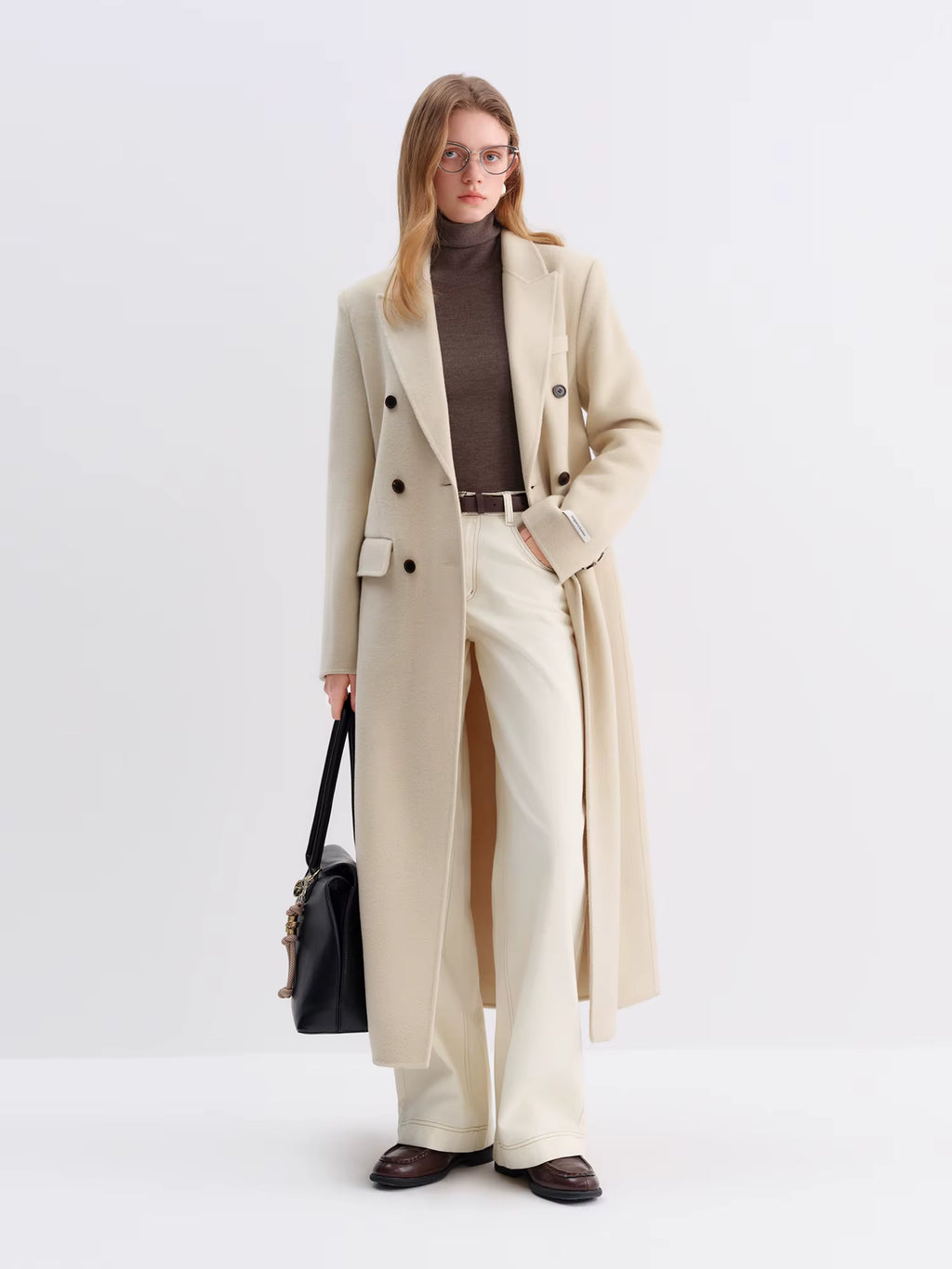 Women Tailored Coat with Double-Faced Tweed Oversized Flattering Silhouette Premium Wool Outerwear 2025 Winter New Arrival