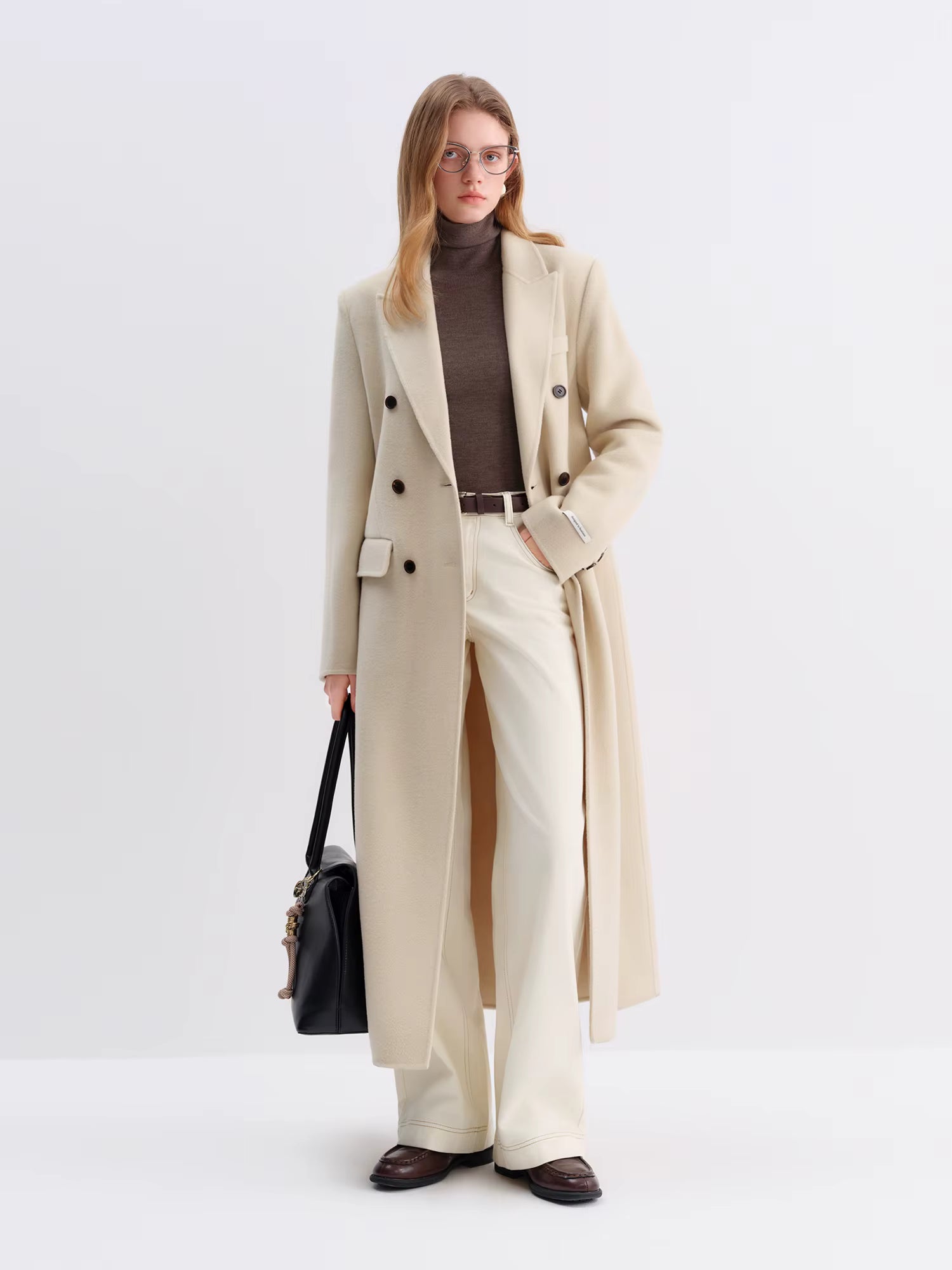 Women Tailored Coat with Double-Faced Tweed Oversized Flattering Silhouette Premium Wool Outerwear 2025 Winter New Arrival
