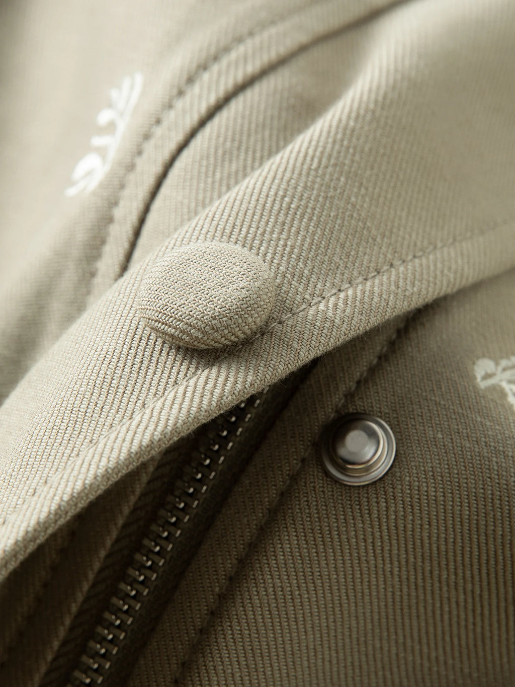 FSLE【Premium Series】New Women Olive Green Embroidered Stand Collar Jacket Loose Fit Workwear Style Boho Outerwear Relaxed Street