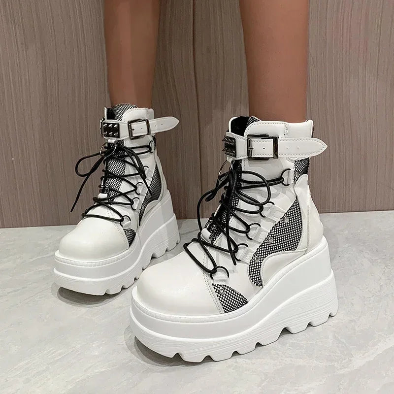 Women's Boots 2024 Autumn Women Ankle Boots Platform Wedges High Heels Short Boots New Fashion Design Zip Cosplay Shoes of Women