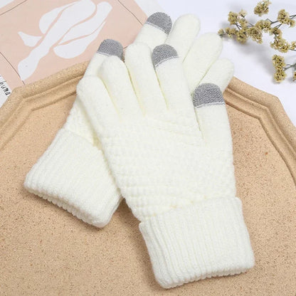 Womens Cashmere Knitted Winter Gloves Women Autumn Winter Warm Thick Touch Screen Skiing Outdoor Cycling Glove