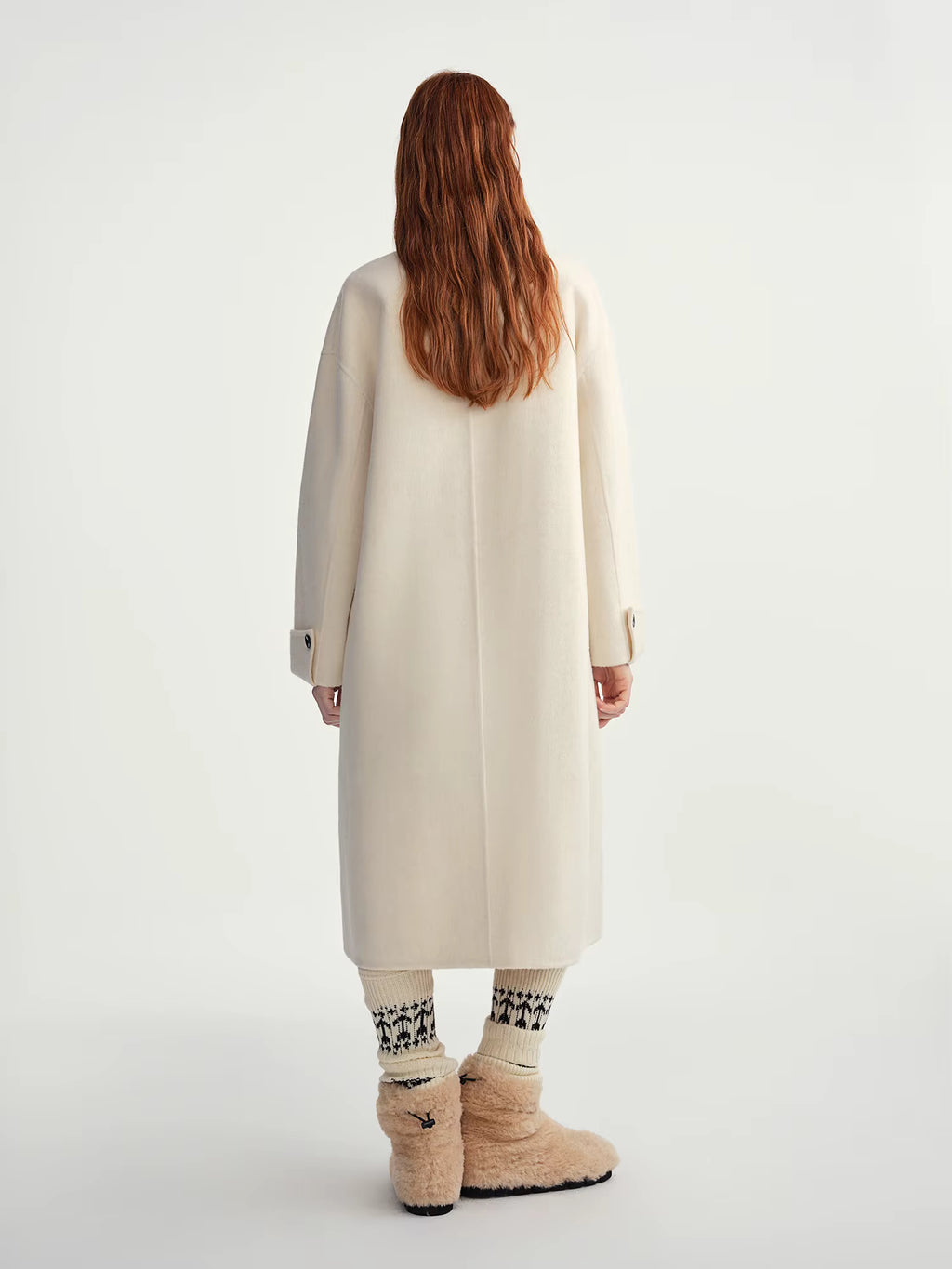 Plus Size Women's Design Forward Double Faced Wool Trench Coat with Detachable Scarf Collar 100% Sheep Wool With Scarf