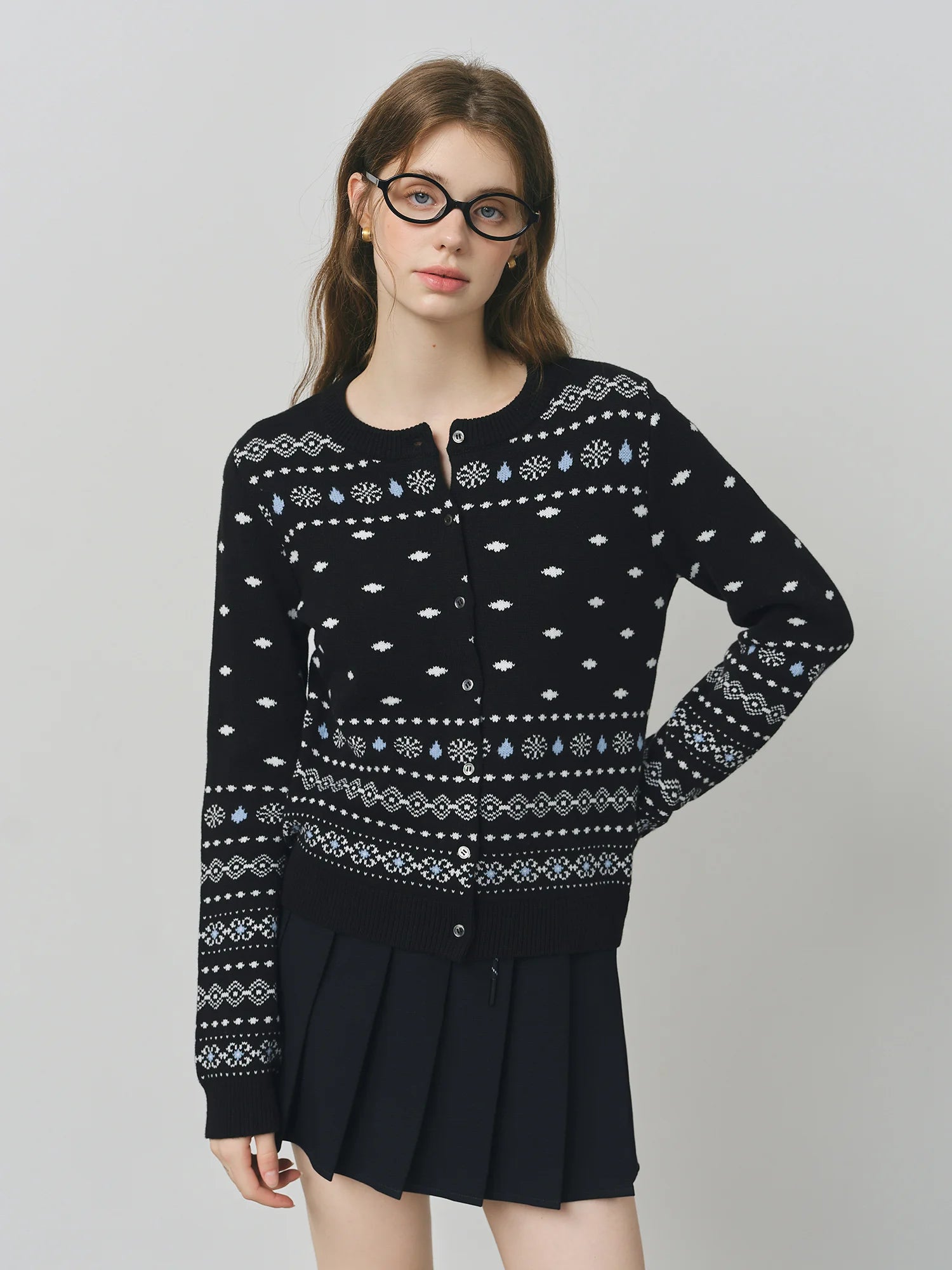 FSLE Fair Isle French Retro Jacquard Open Knit Women's Winter 2025 Slim Fit Sweater Women Clothing Sweaters Cardigan