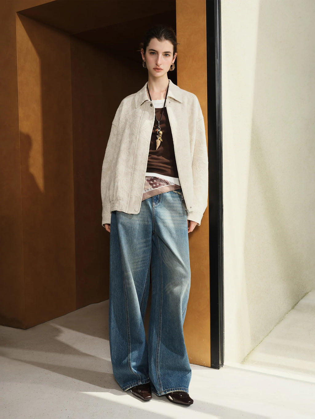 FSLE【Premium Series】 Retro Cashew Flower Casual Jacket Linen Coat Women 2025 Autumn