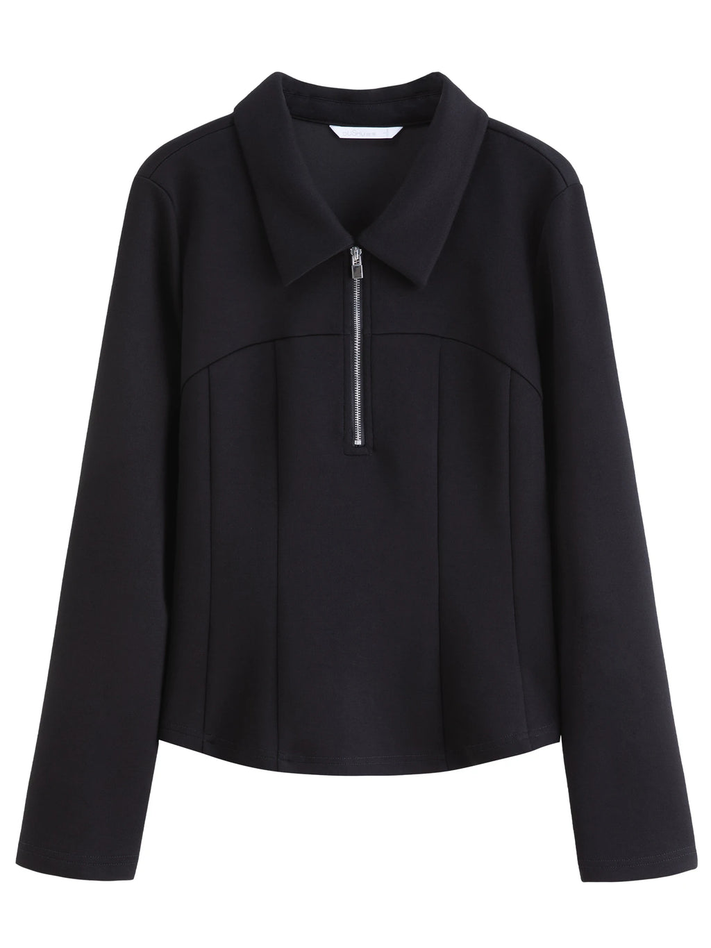 DUSHU Split Waist Zipper Lapel Top 2025 Autumn Temperament Sweatshirt Simple Women's Clothing Ins Clean Fit Commuting Outwear